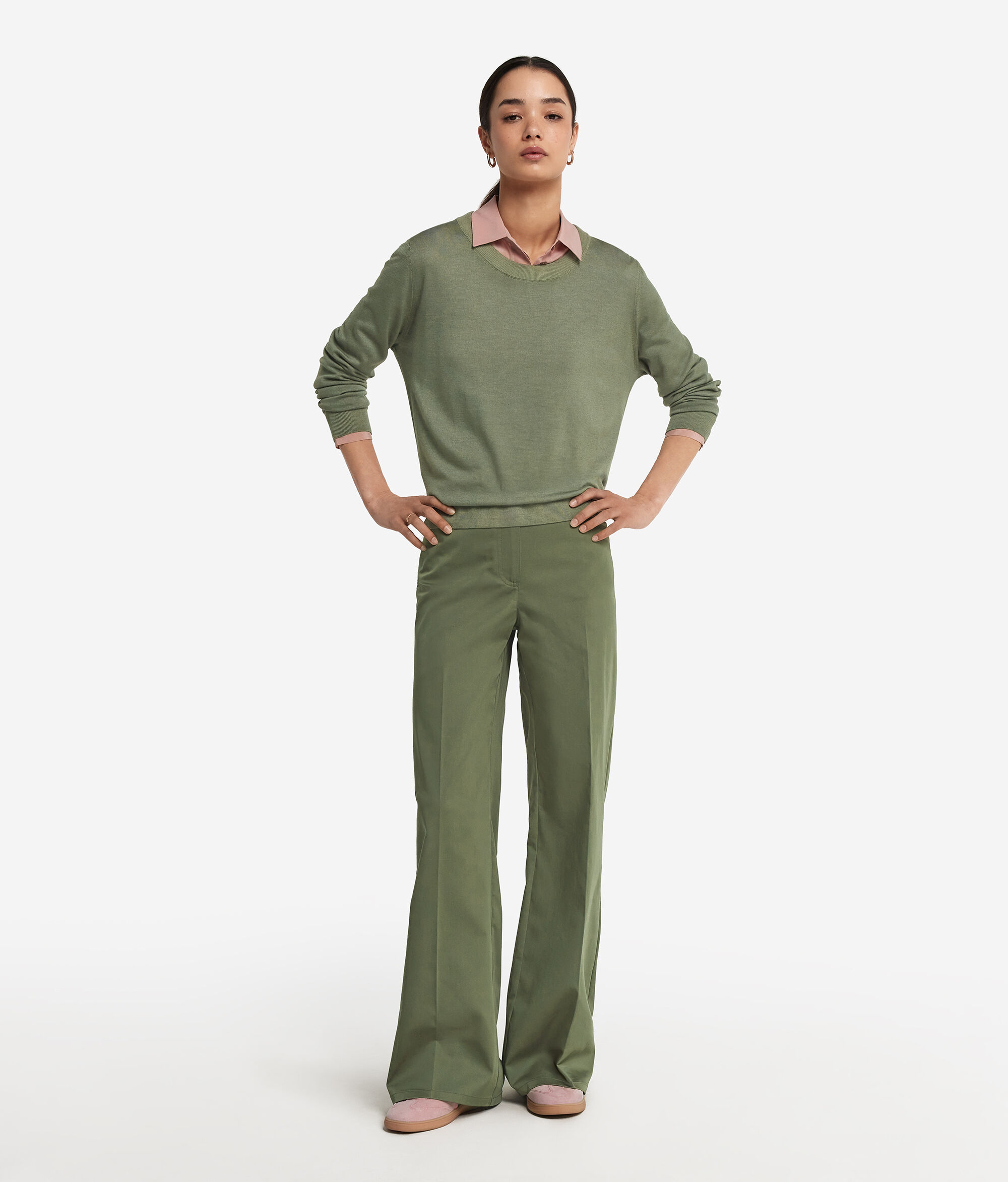 Pantalon large en tissu de coton