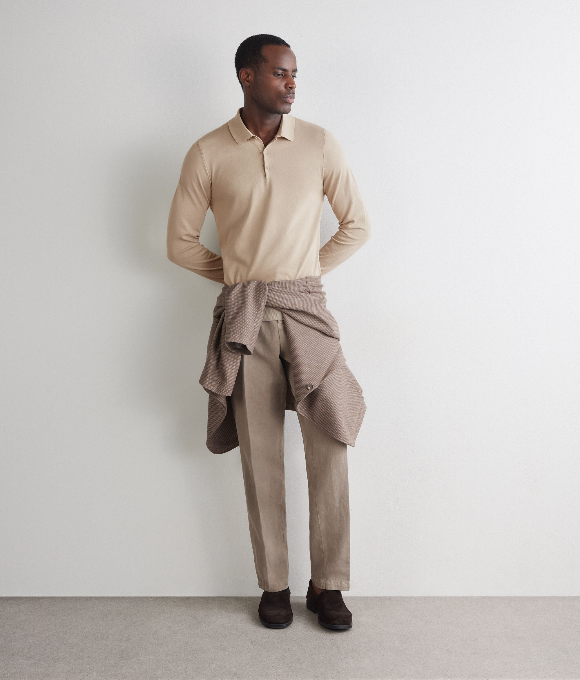 コットン ロングスリーブ ポロシャツ