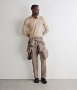 Long-sleeved cotton polo shirt