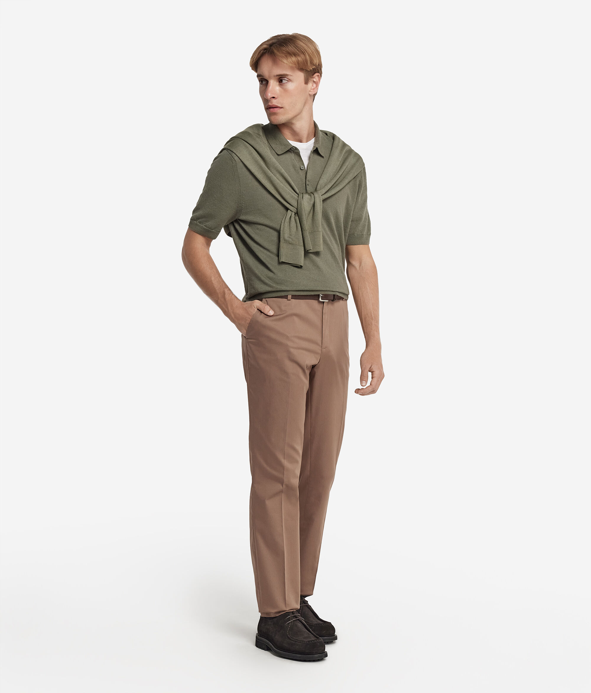 Cotton Linen Short-Sleeved Polo Shirt