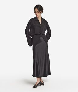 Gonna in raso di seta - BLACK