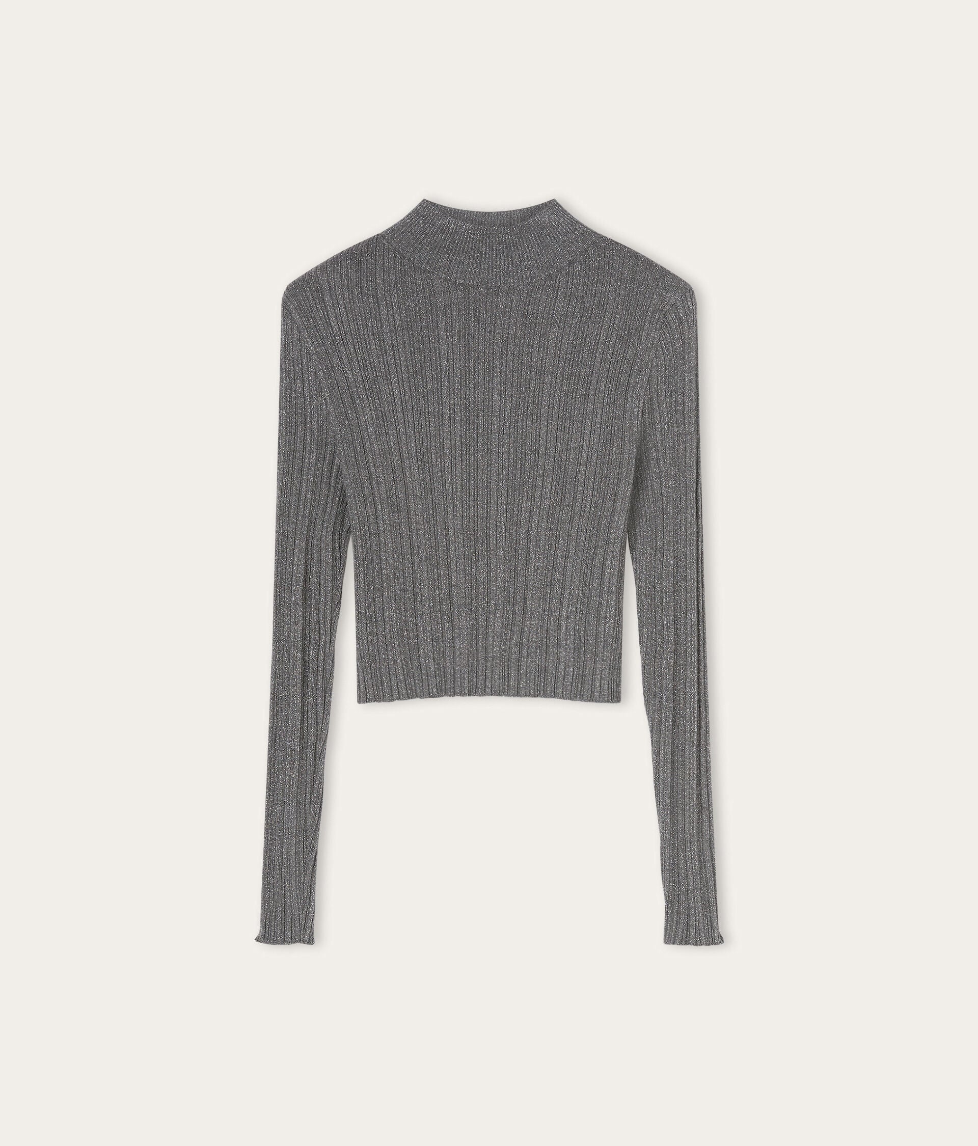Cashmere lamé crossover sweater