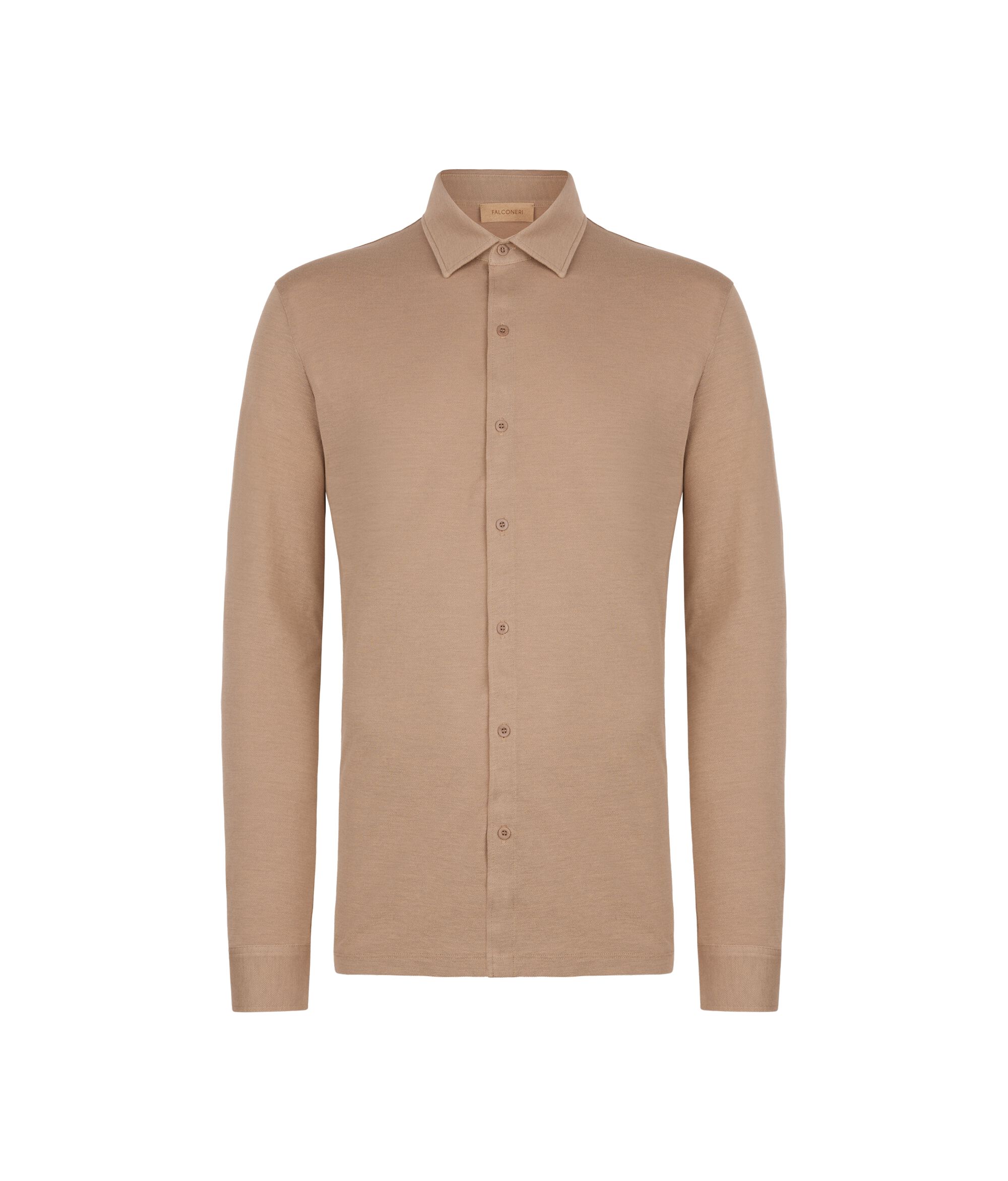 Camisa de màniga llarga de piqué de cotó i seda