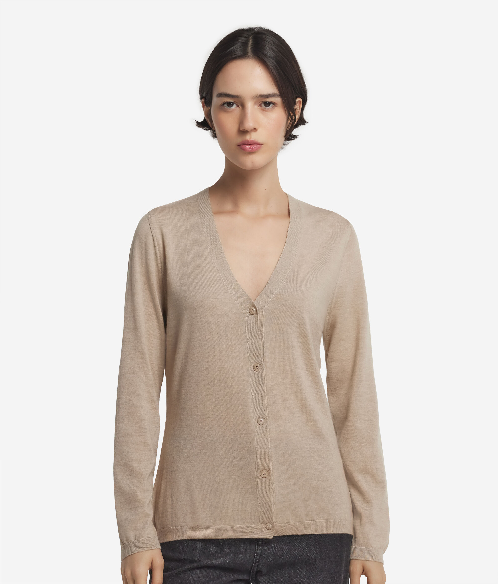 Strickjacke mit V-Ausschnitt aus Kaschmir Ultrafine