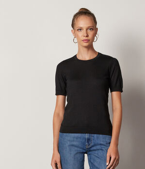 Short-Sleeved Round-Neck Ultrafine Cashmere Top