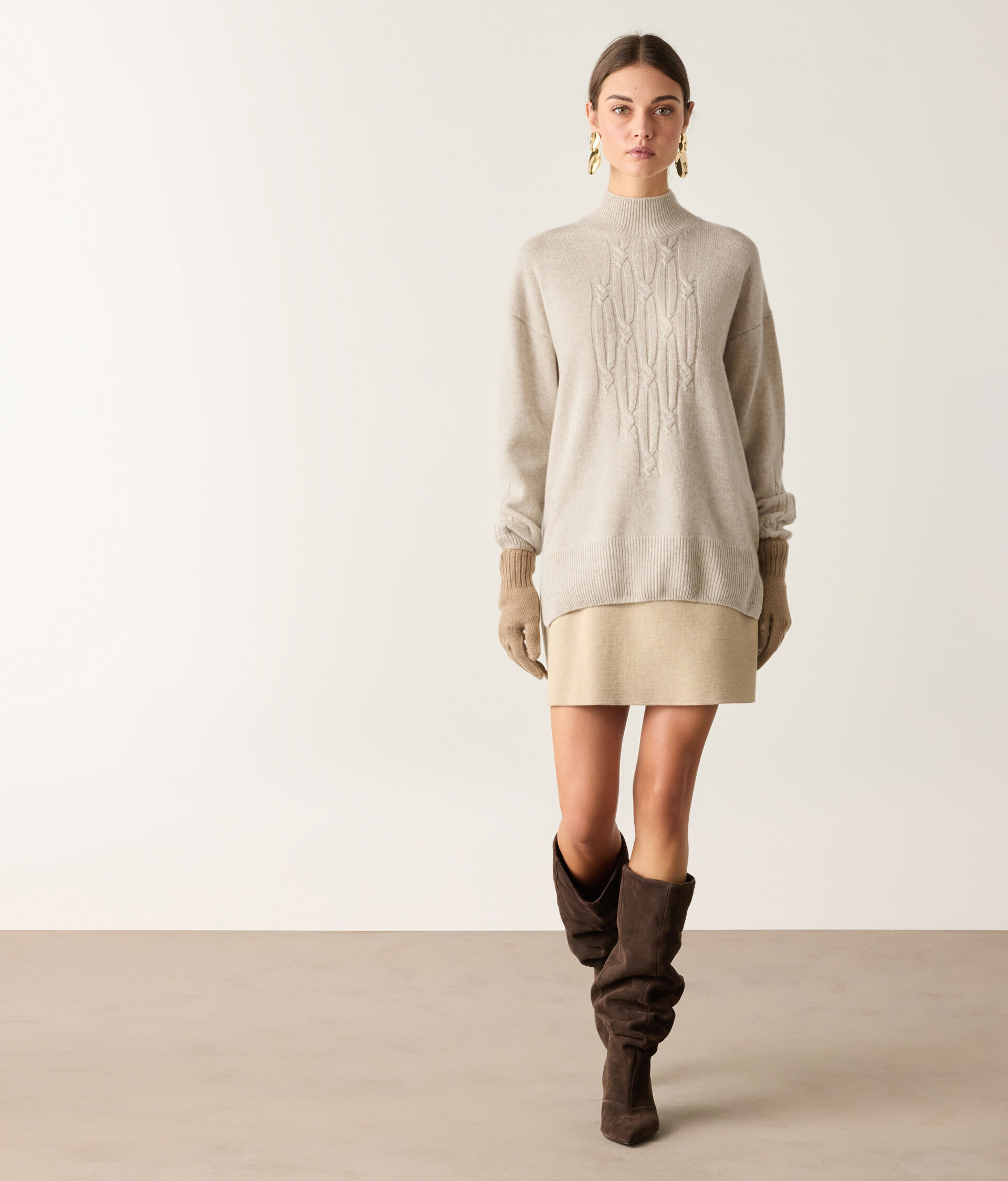Cable-knit Ultrasoft Cashmere turtleneck