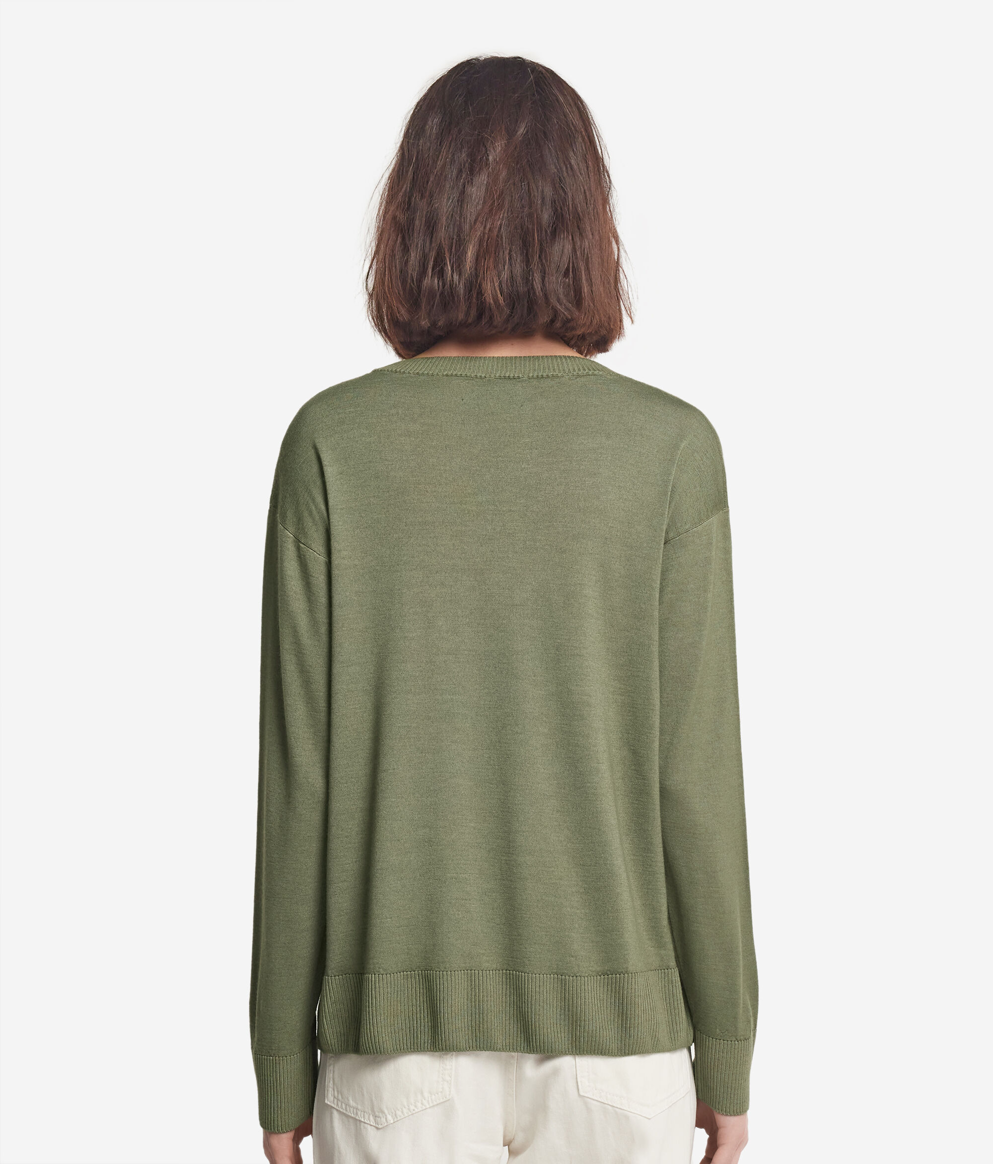 Cashmere Crew Neck Sweater with Slits