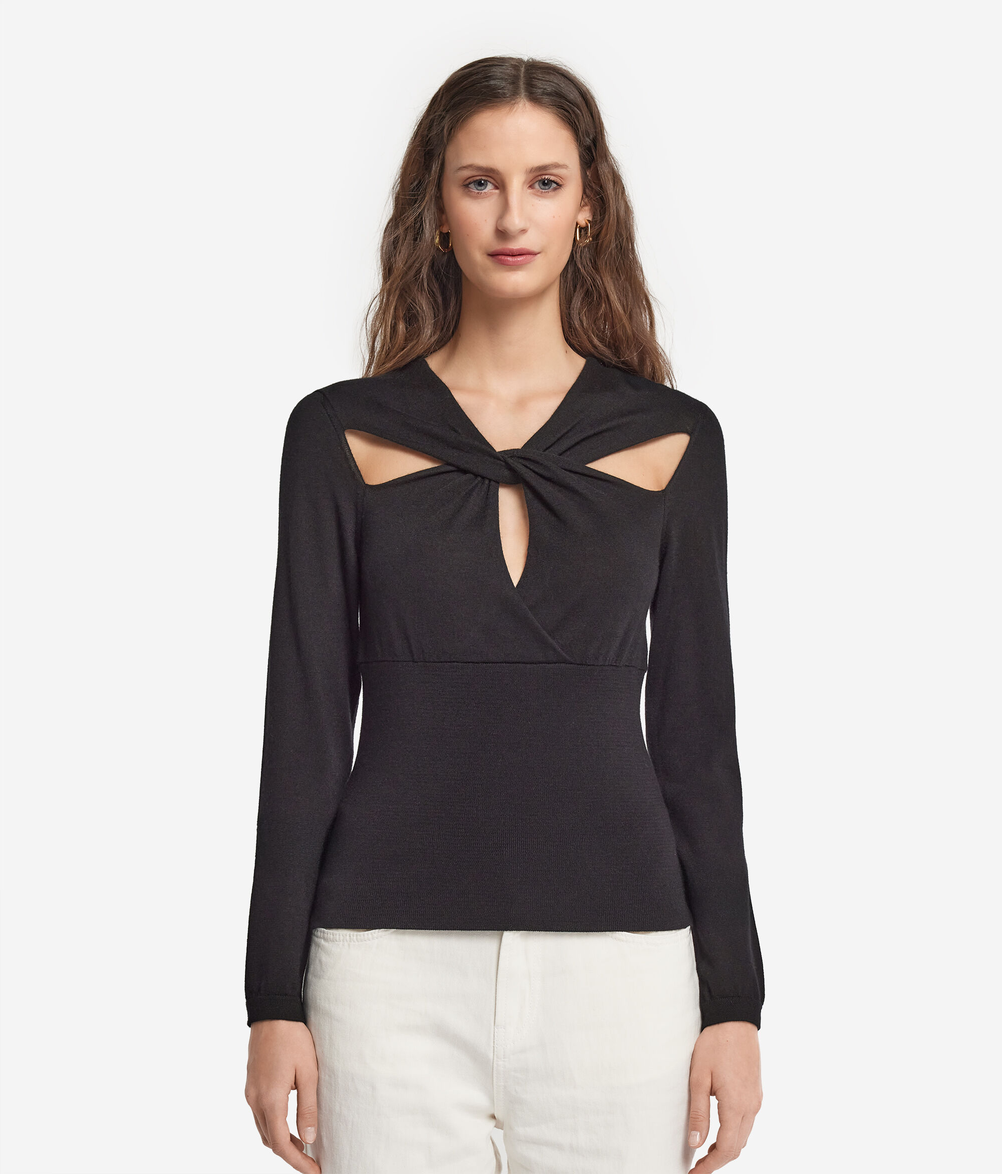 Ultrafine Cashmere Cross-Over Neckline Jumper