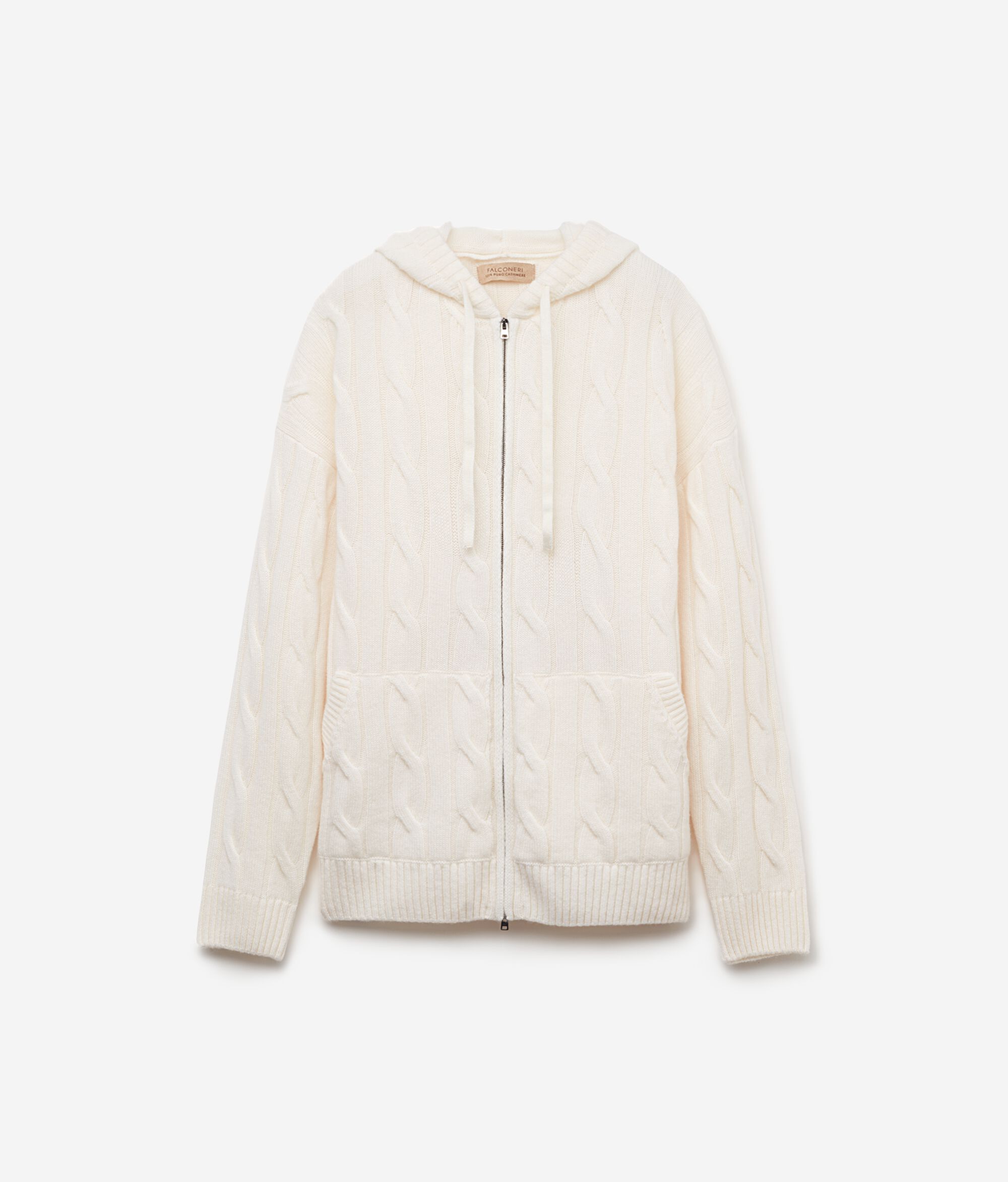Cable Knit Ultrasoft Cashmere Sweatshirt with Zip