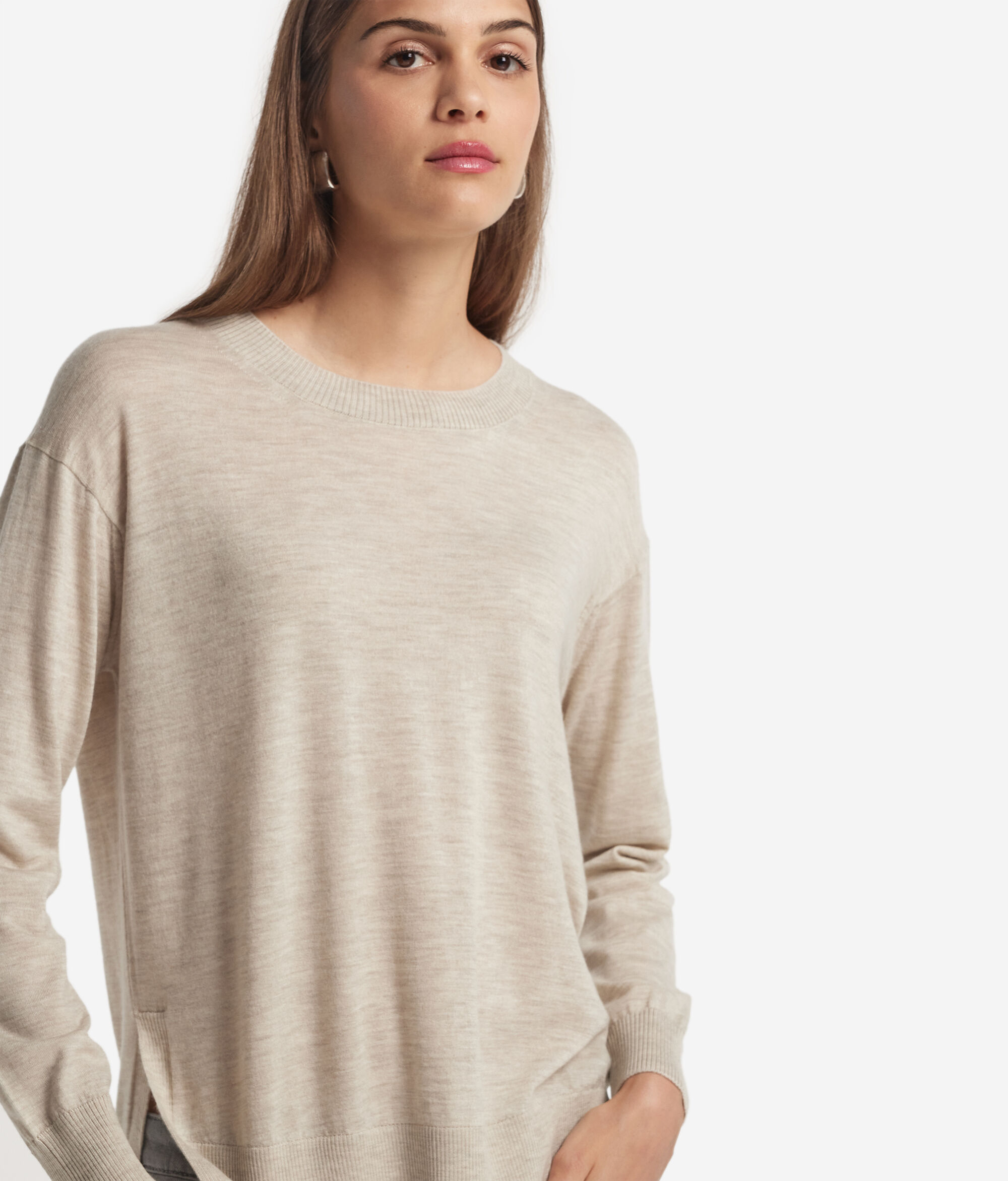Μπλούζα με Στρογγυλή Λαιμόκοψη από Cashmere με σκισίματα