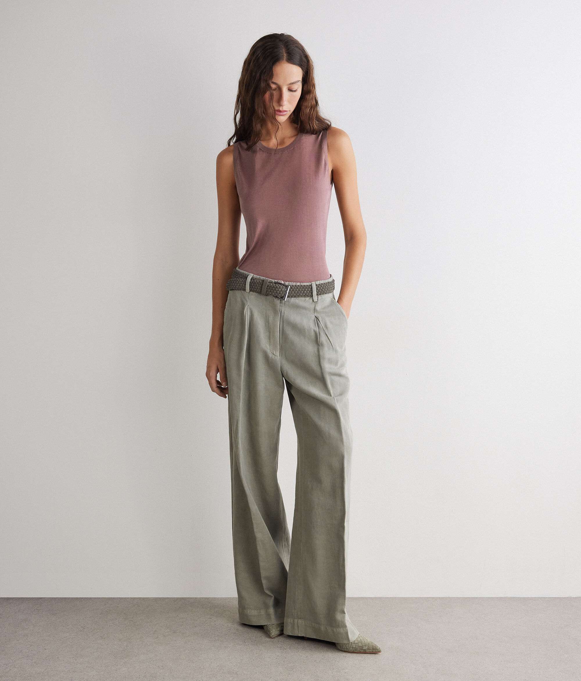 Samarreta sense mànigues bàsica de seda