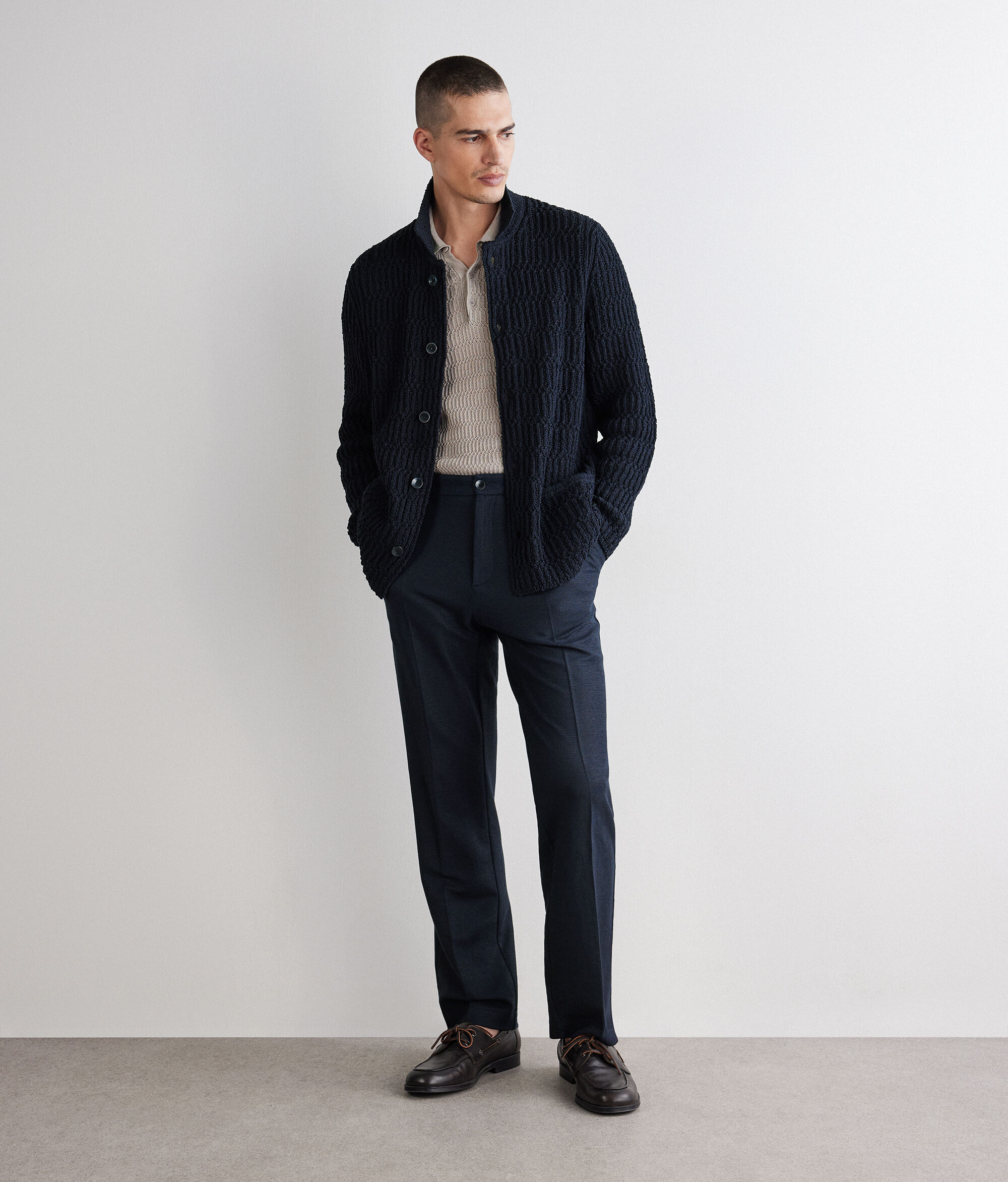 Textured stitch shirt jacket