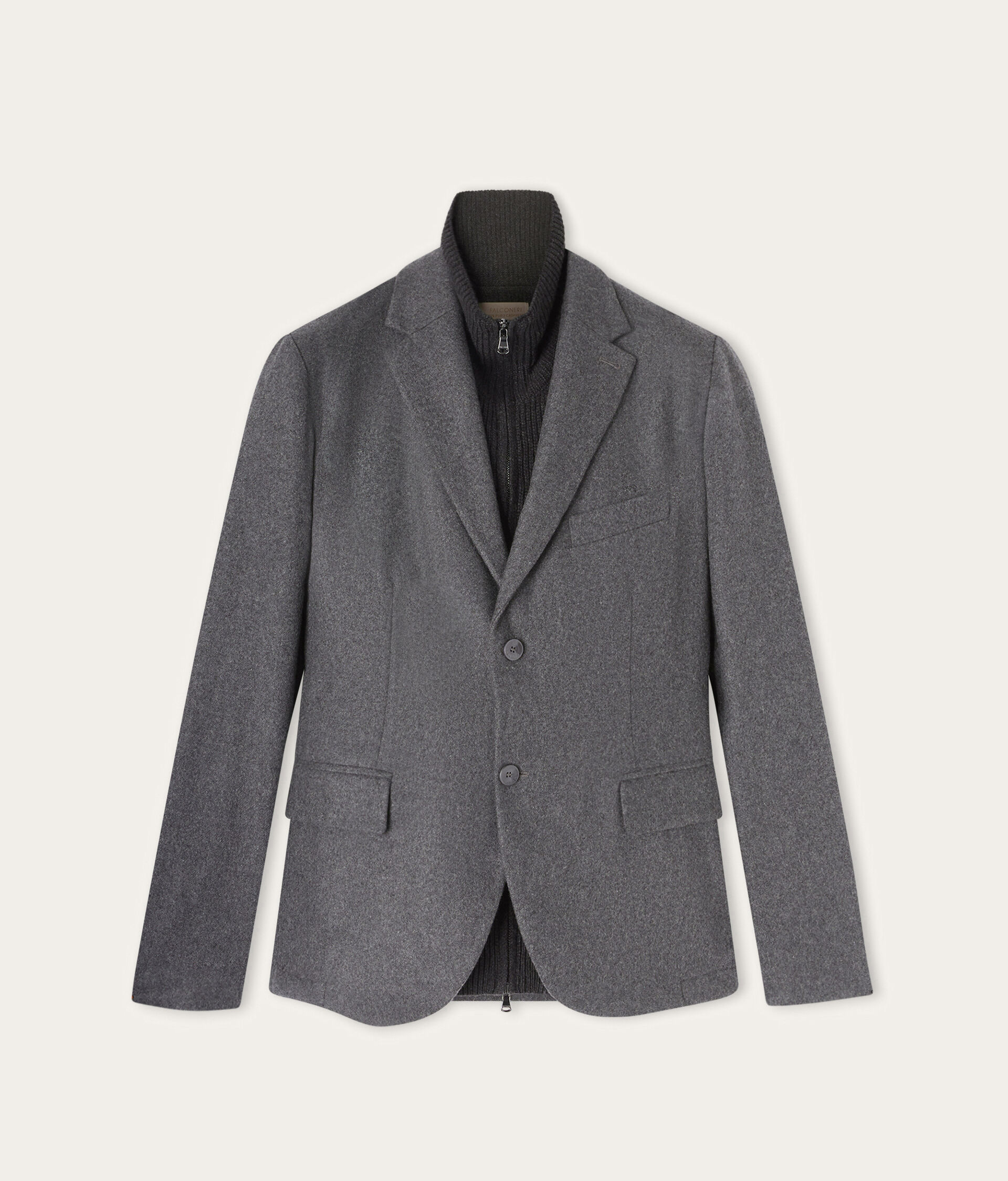 Leather Patch Cashmere Jacket