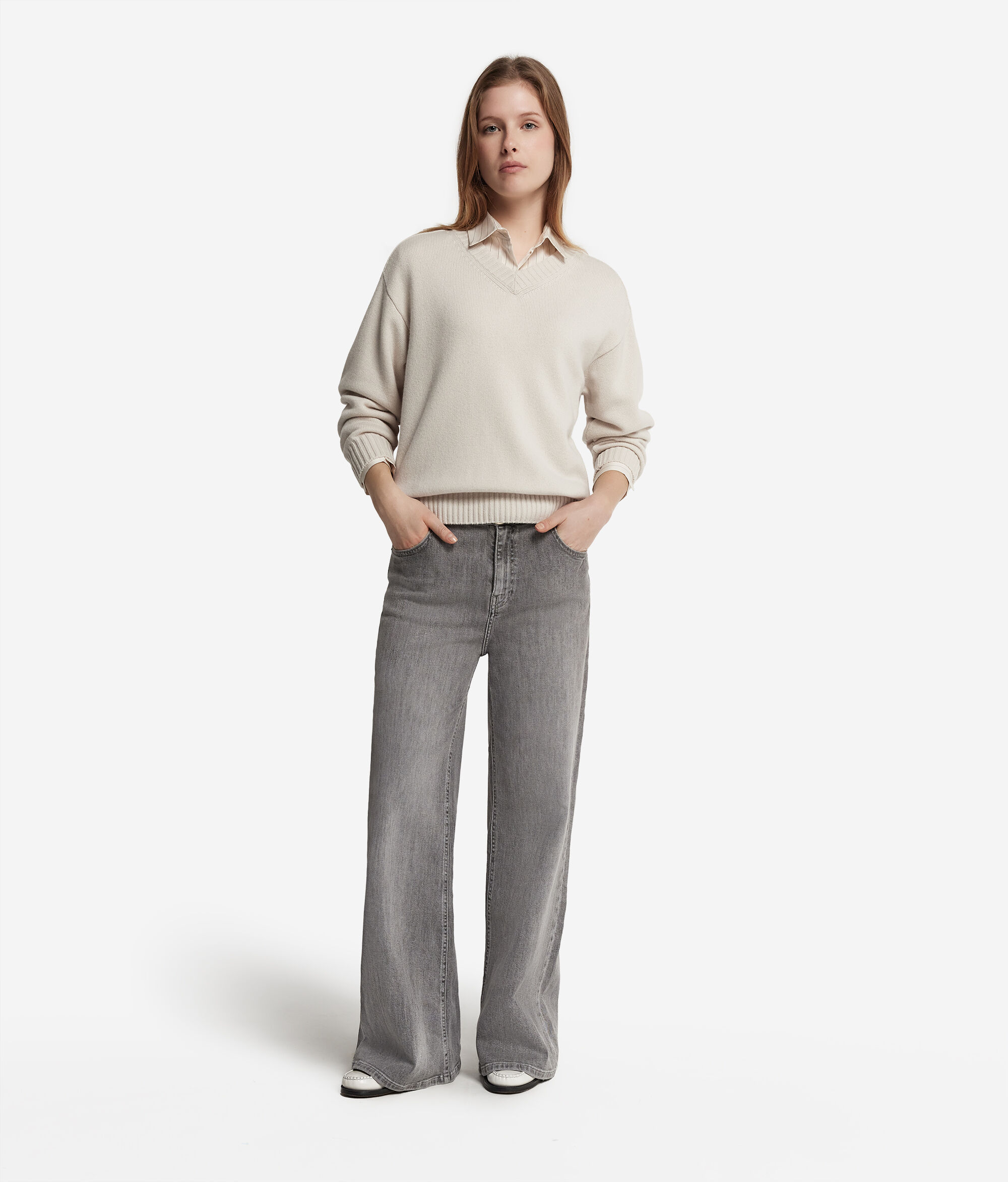 Jersei amb escot en punta i espatlla martell de Cashmere Ultrasoft