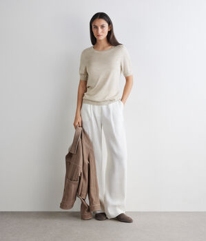 Silkfine Cashmere short-sleeved crewneck sweater