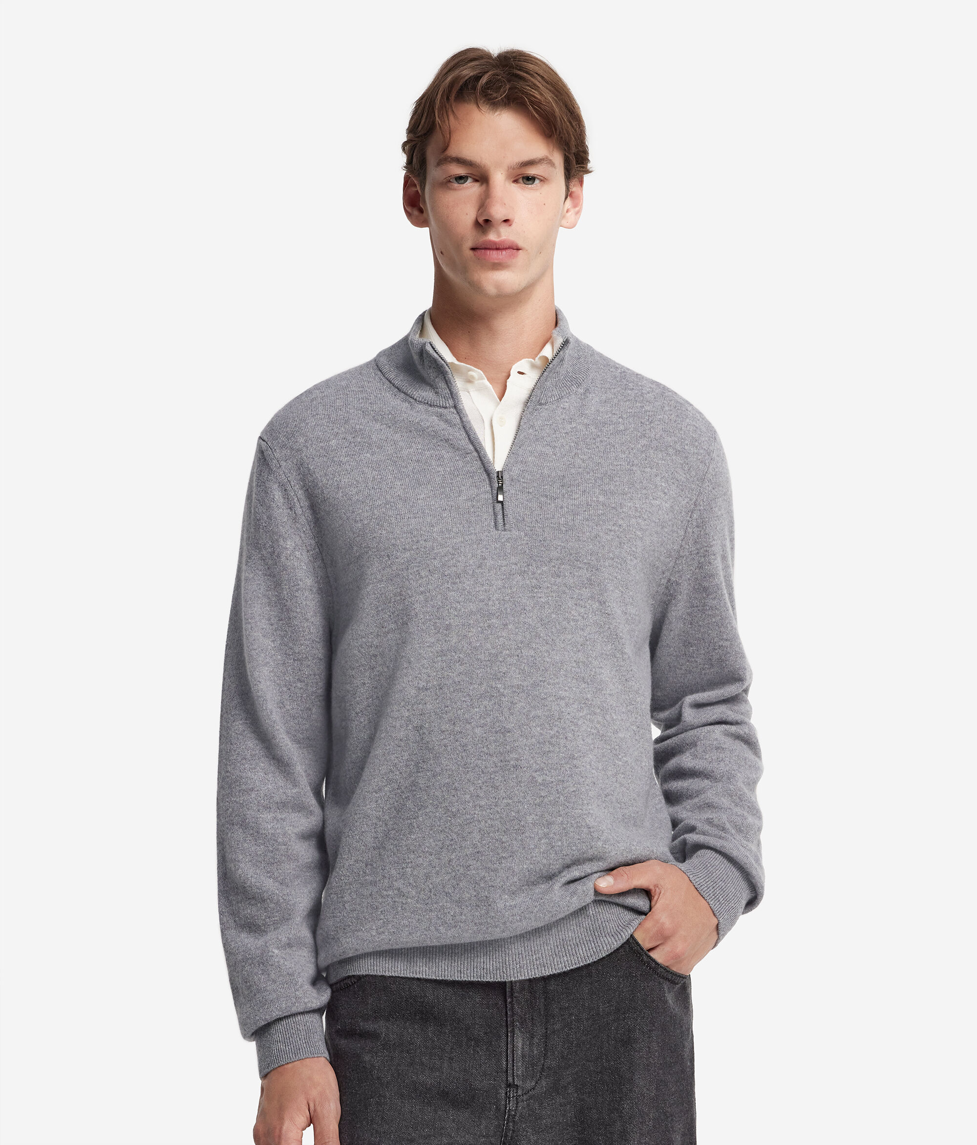Ultrasoft Cashmere Half-Zip Funnel-Neck Jumper