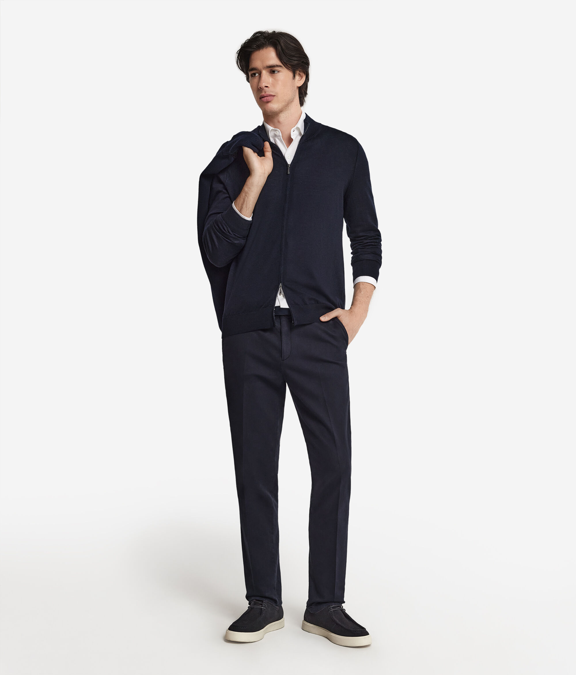 Cardigan con Zip in Cashmere