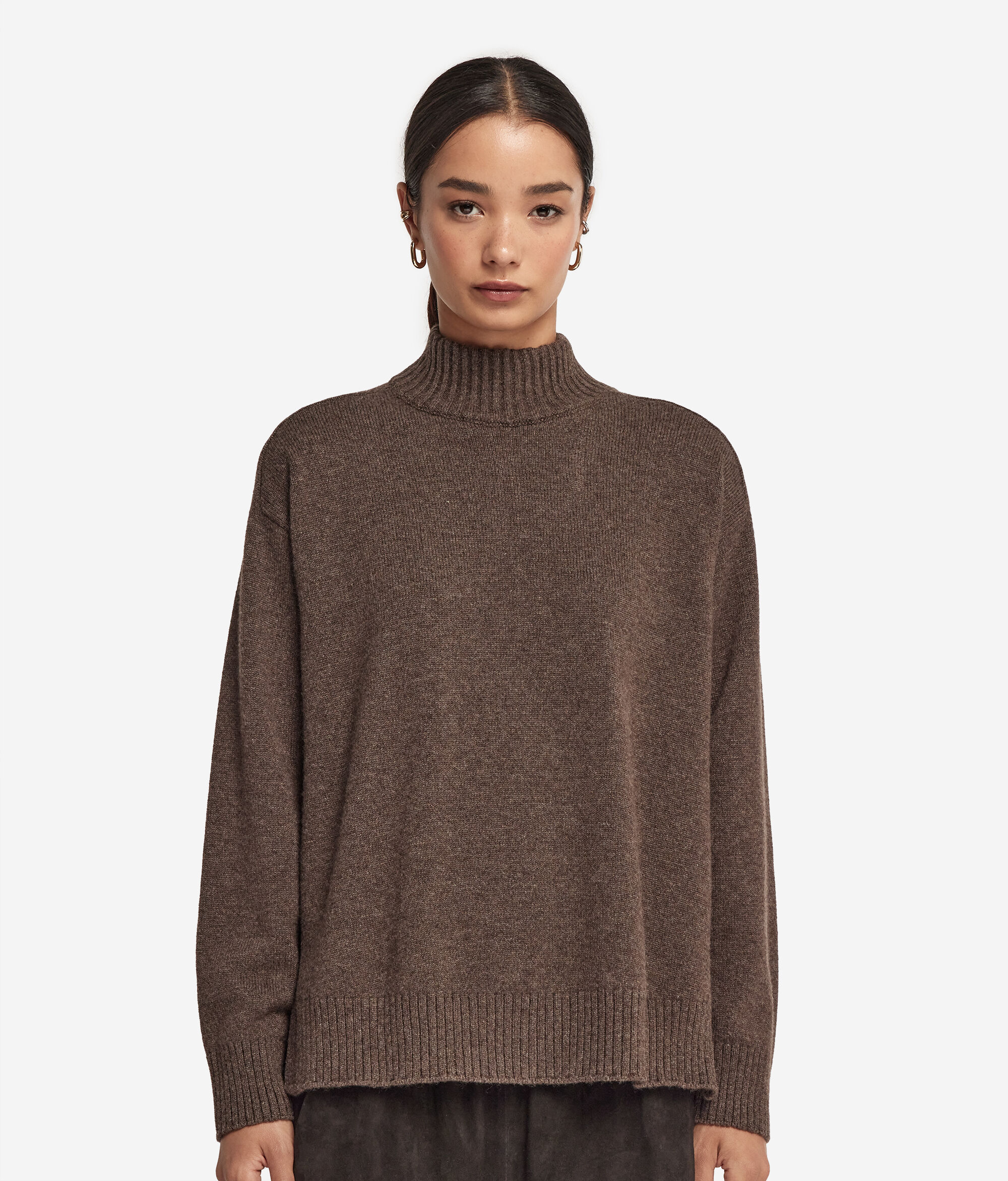 Jersey de cuello cisne de mujer y manga martillo de Cashmere Ultrasoft