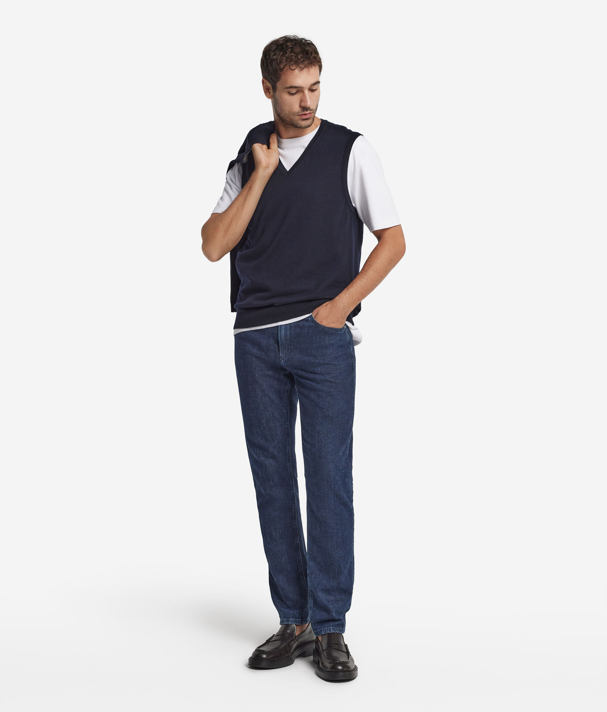 Colete com Decote em V em Ultrafine Cashmere