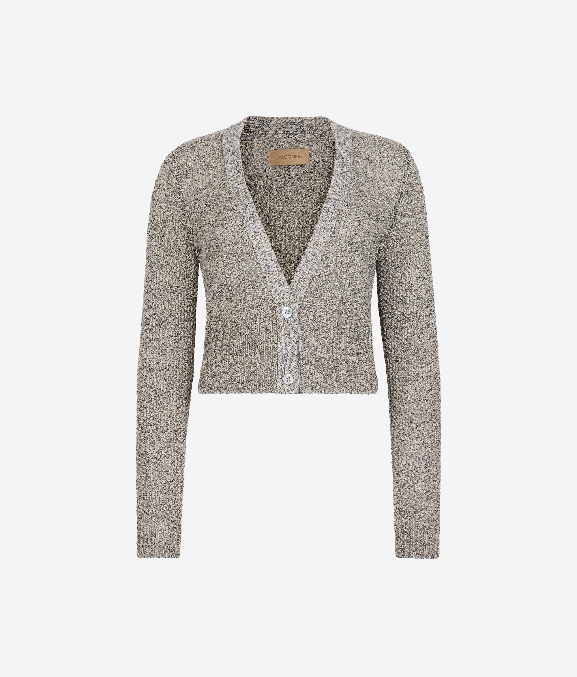 Кардиган из хлопка и вискозы с пайетками