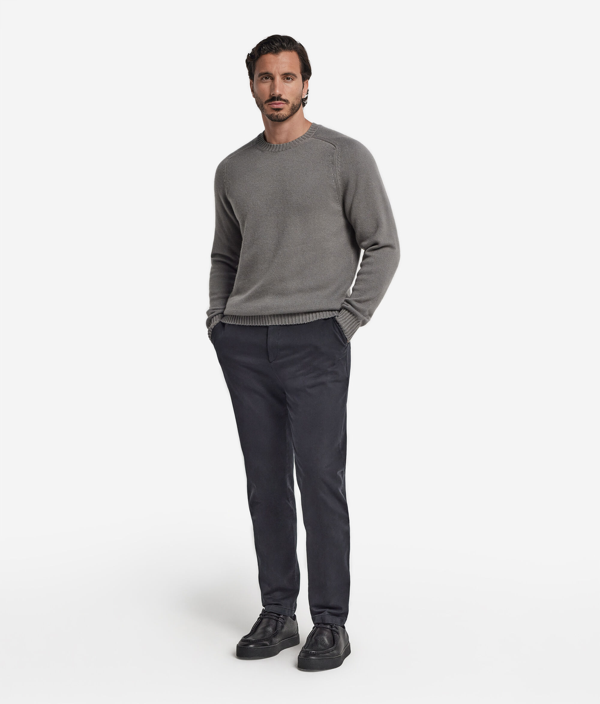 Jersey grueso de hombre con cuello redondo en Cashmere Ultrasoft