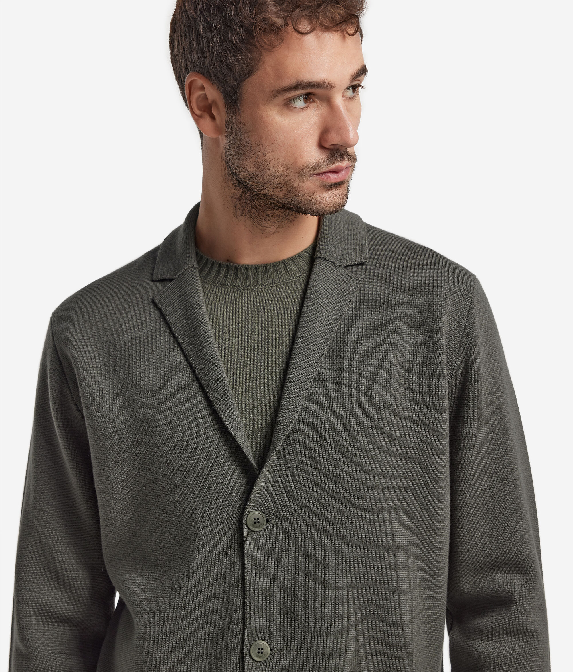 Jacke aus Wolle in Stoffstichverarbeitung