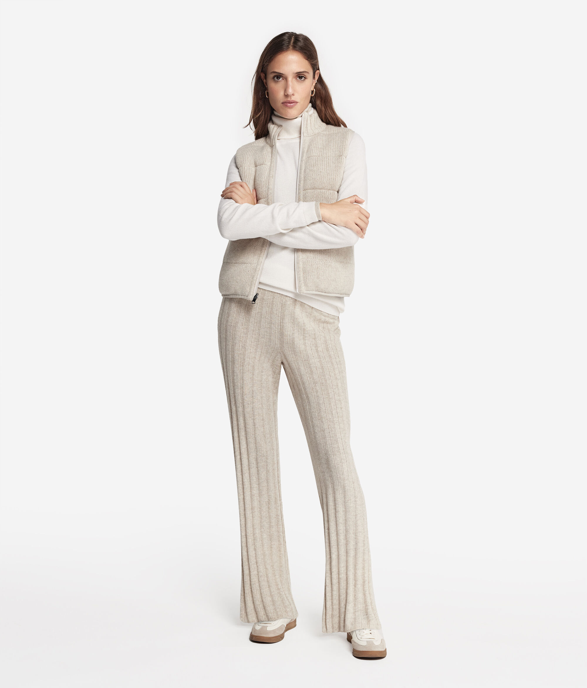 Брюки из ультрамягкого кашемира в рубчик