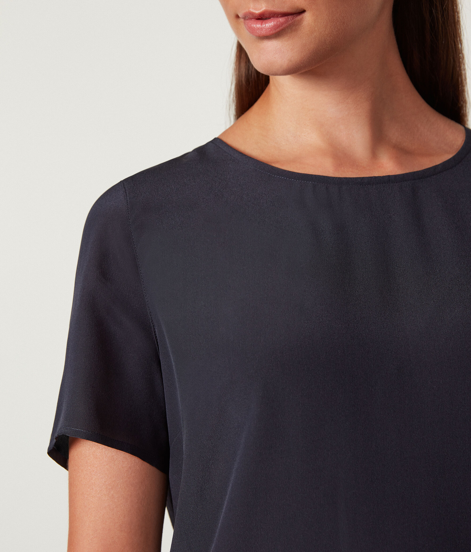 Round-Neck Silk T-Shirt