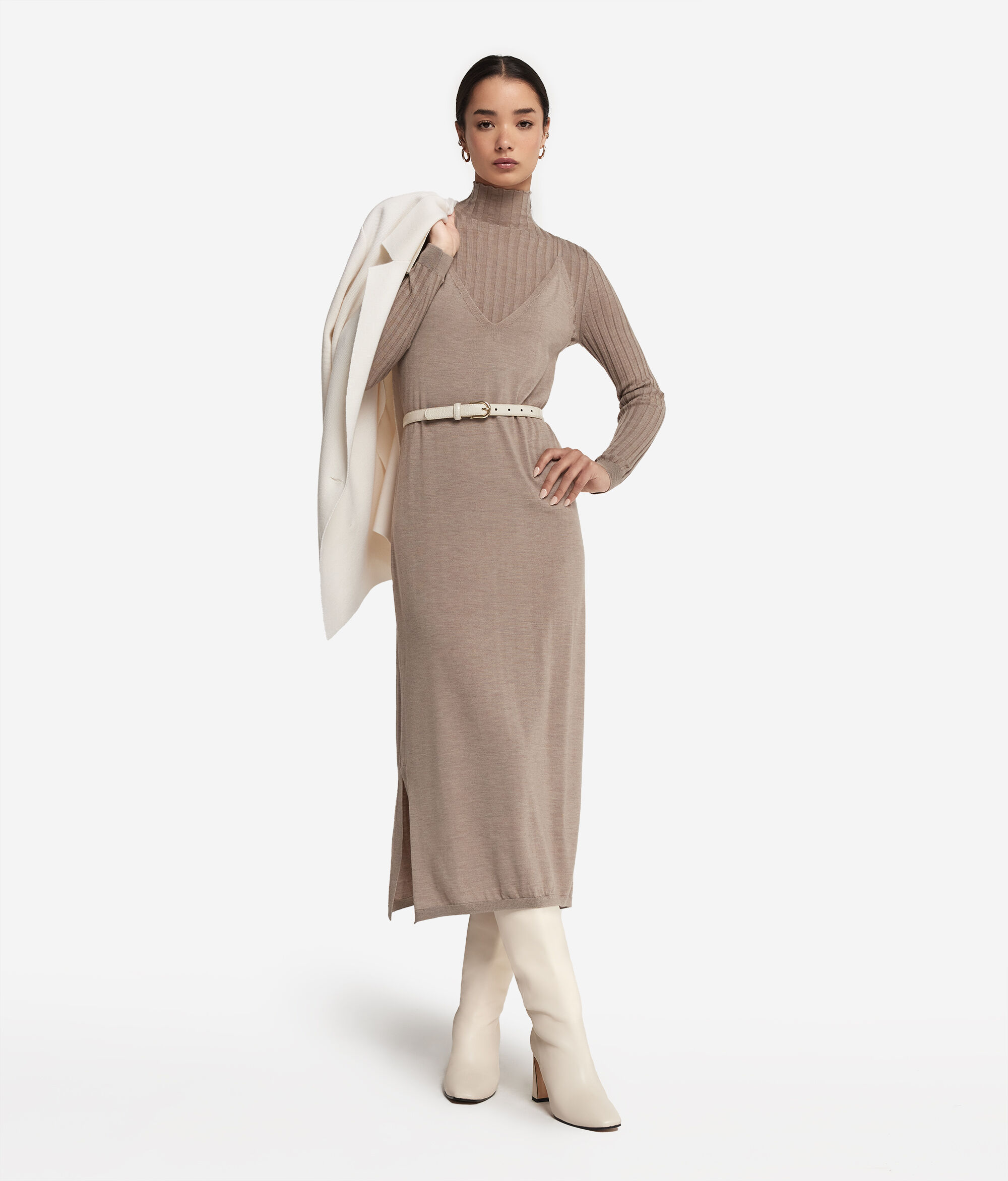 Vestido com Efeito Saiote em Ultrafine Cashmere