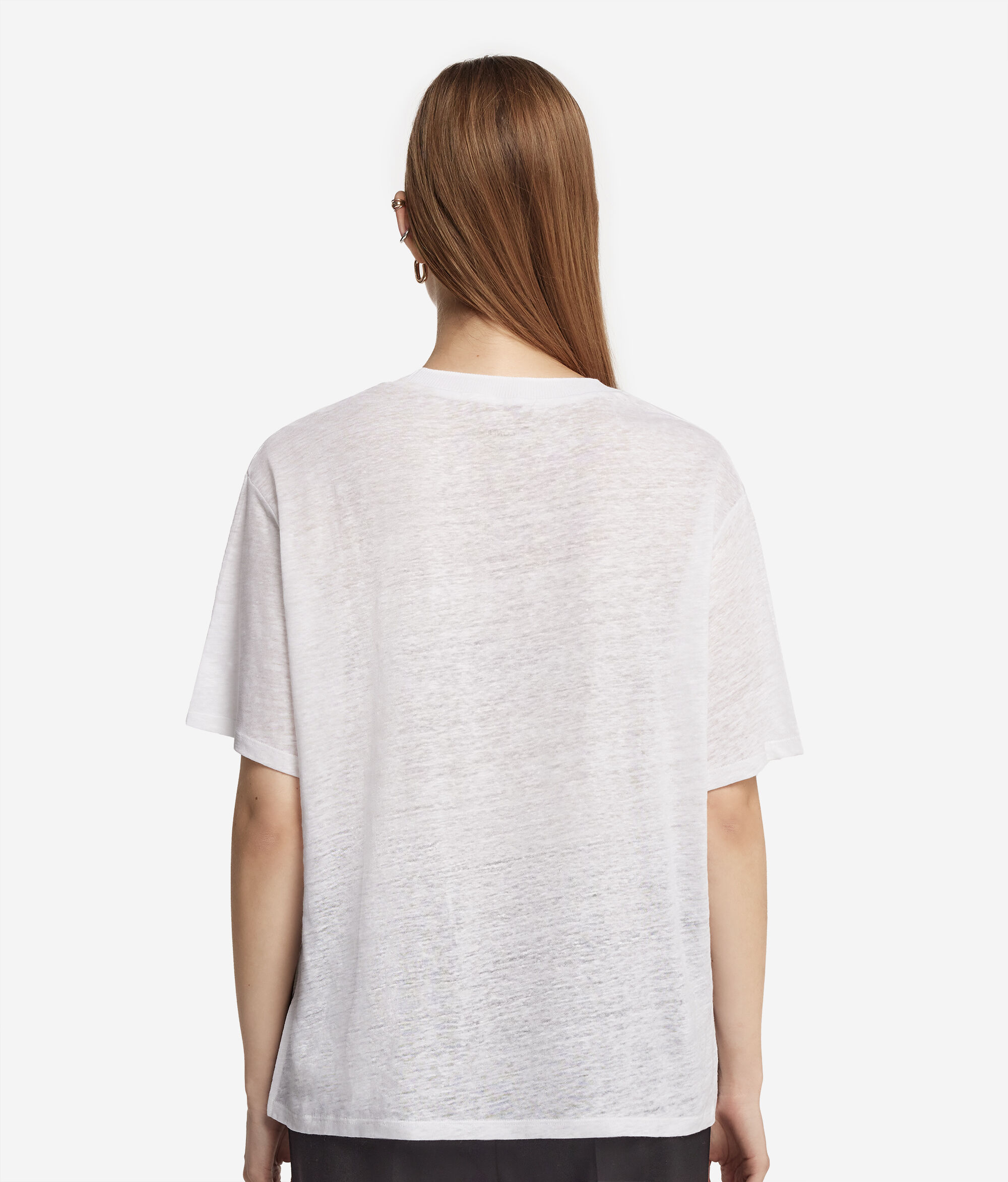ニットトリミング リネン クルーネック Tシャツ