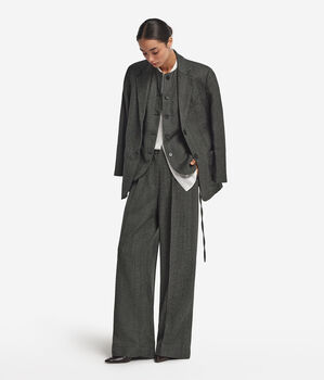 Pantalón palazzo de lana con motivo espiguilla