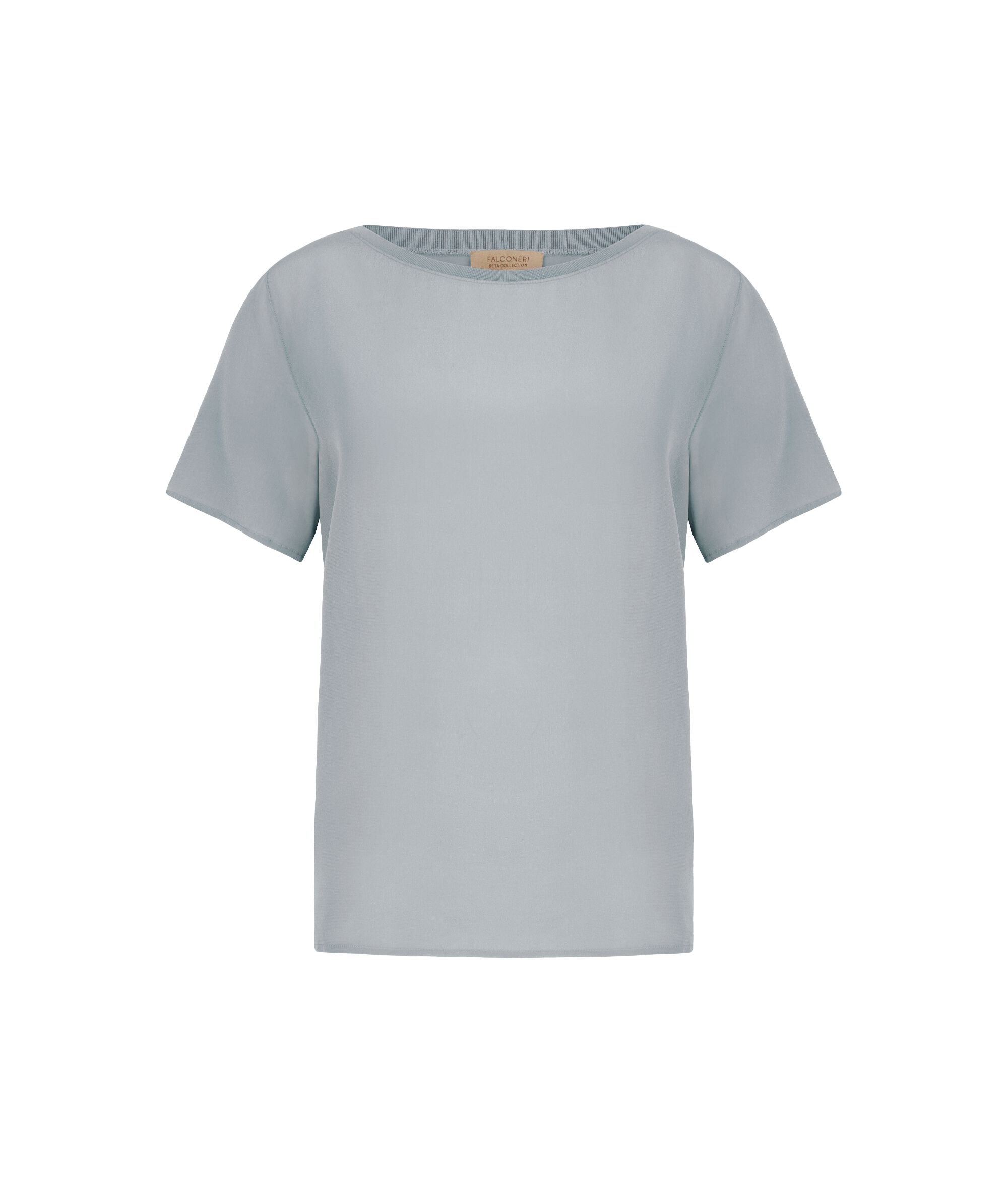 T-Shirt mit U-Boot-Ausschnitt aus Seide und Modal