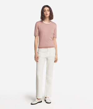 Maglia Girocollo Maniche Corte in Cashmere Ultrafine