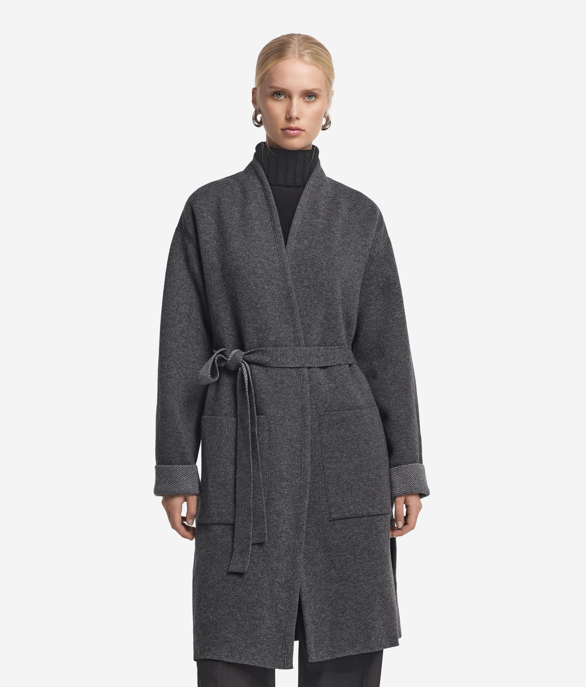 Manteau réversible en cachemire à chevrons