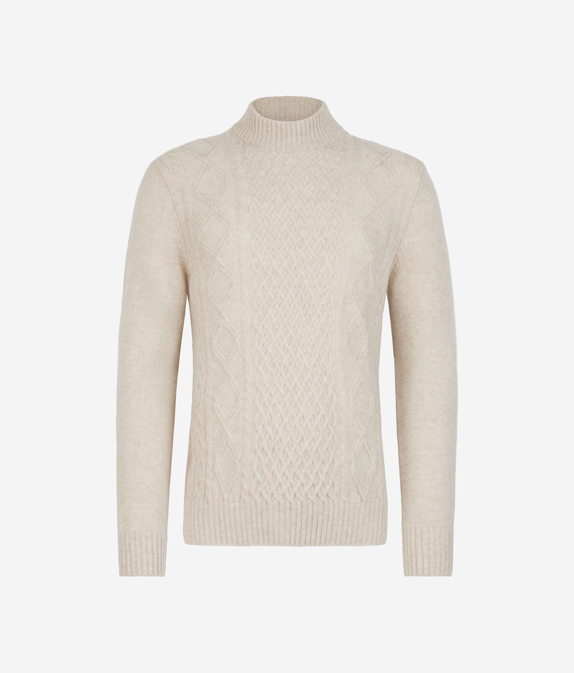 Turtleneck with fisherman motif in Ultrasoft Cashmere