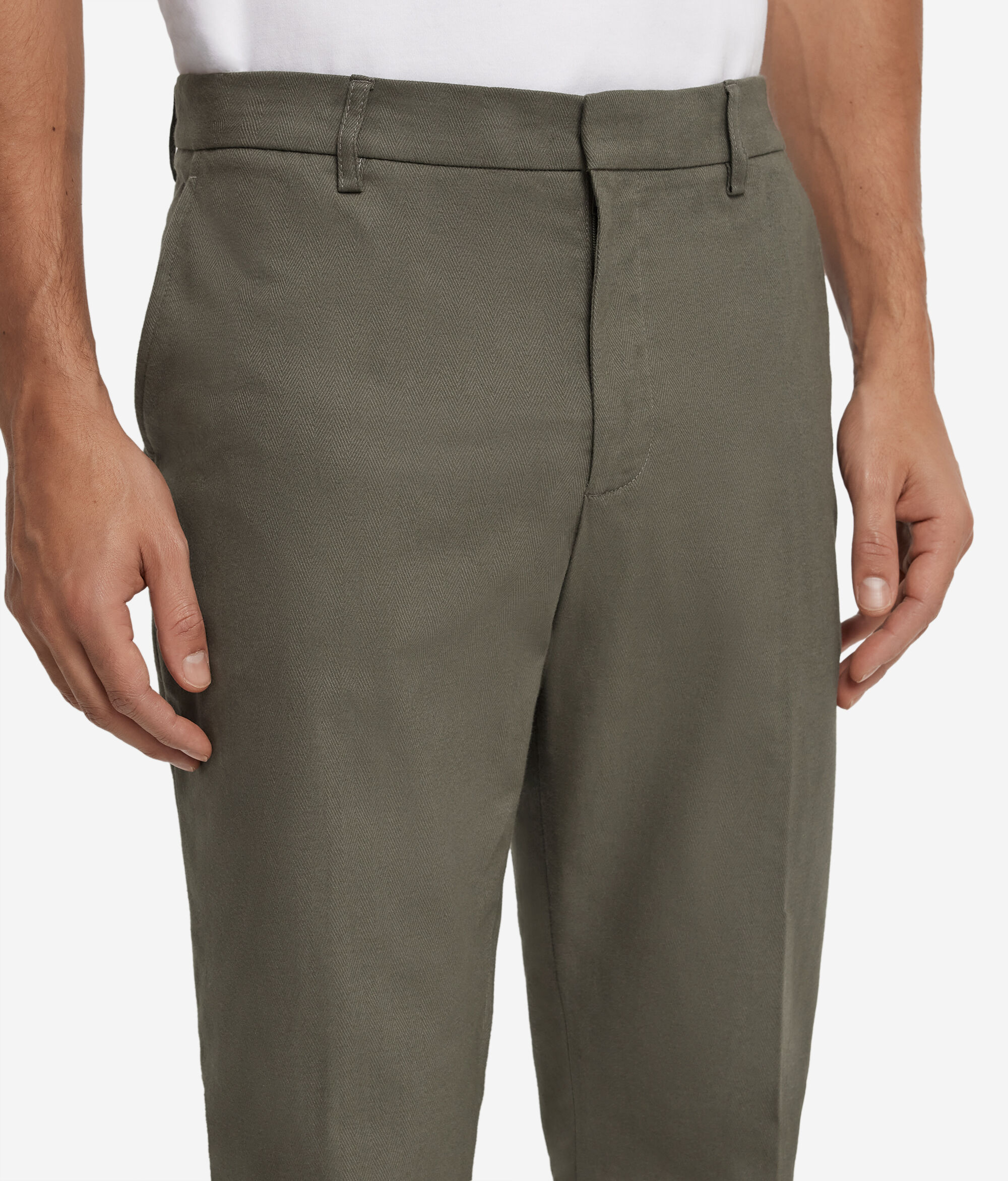 Herringbone cotton and cashmere chinos