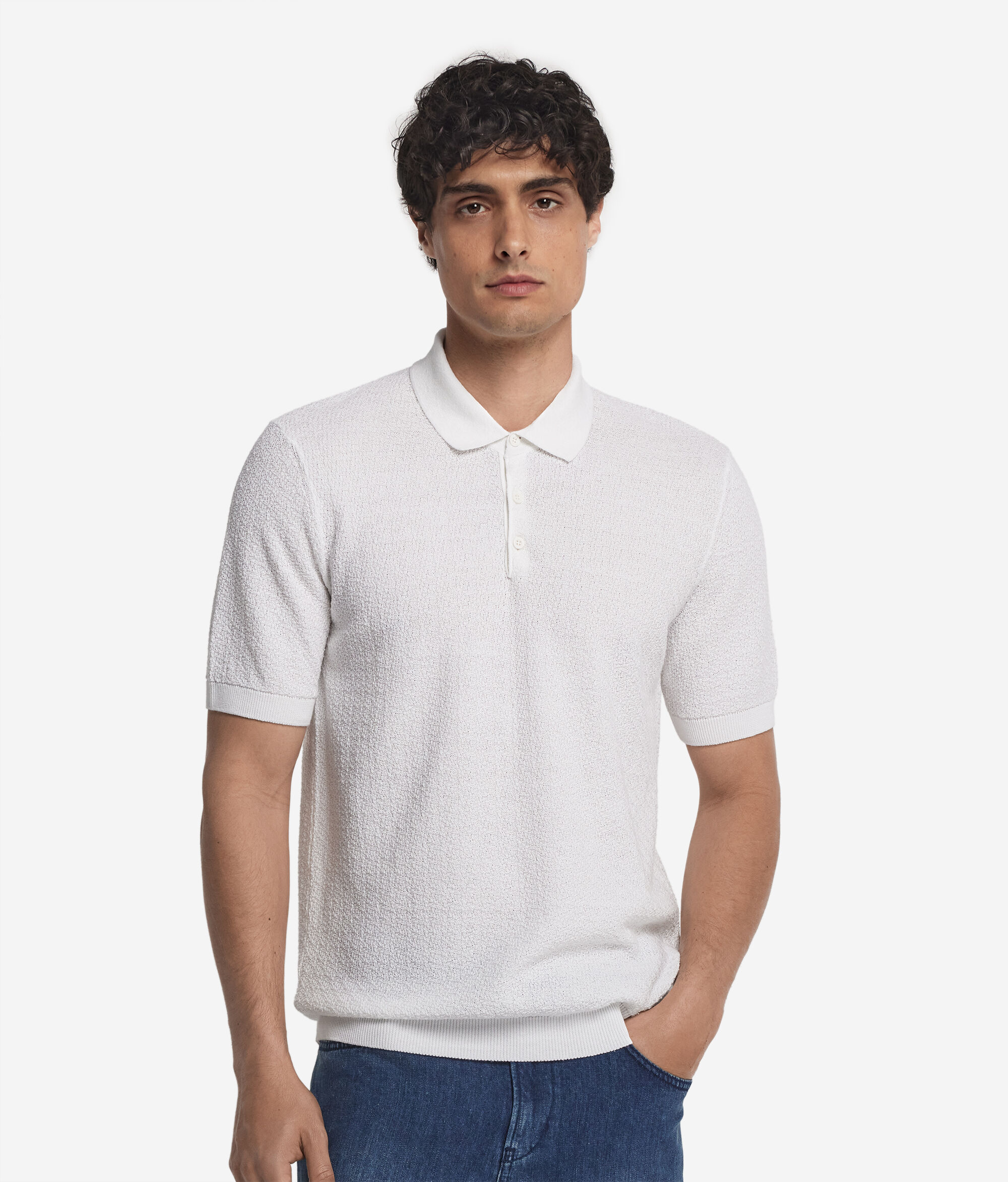 Poloshirt mit kurzen Ärmeln und Wellenmuster