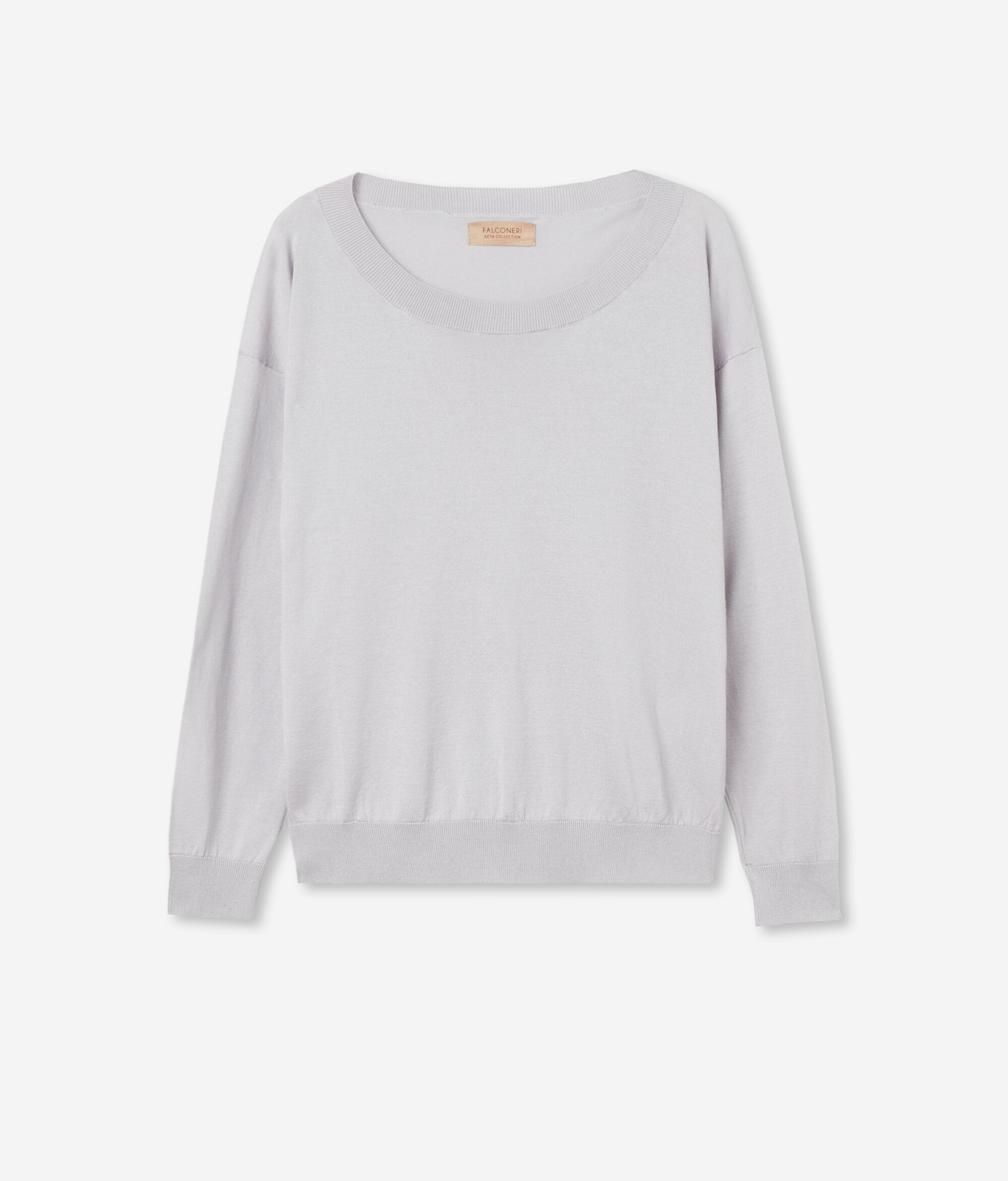 Jersey con cuello redondo de seda y algodón