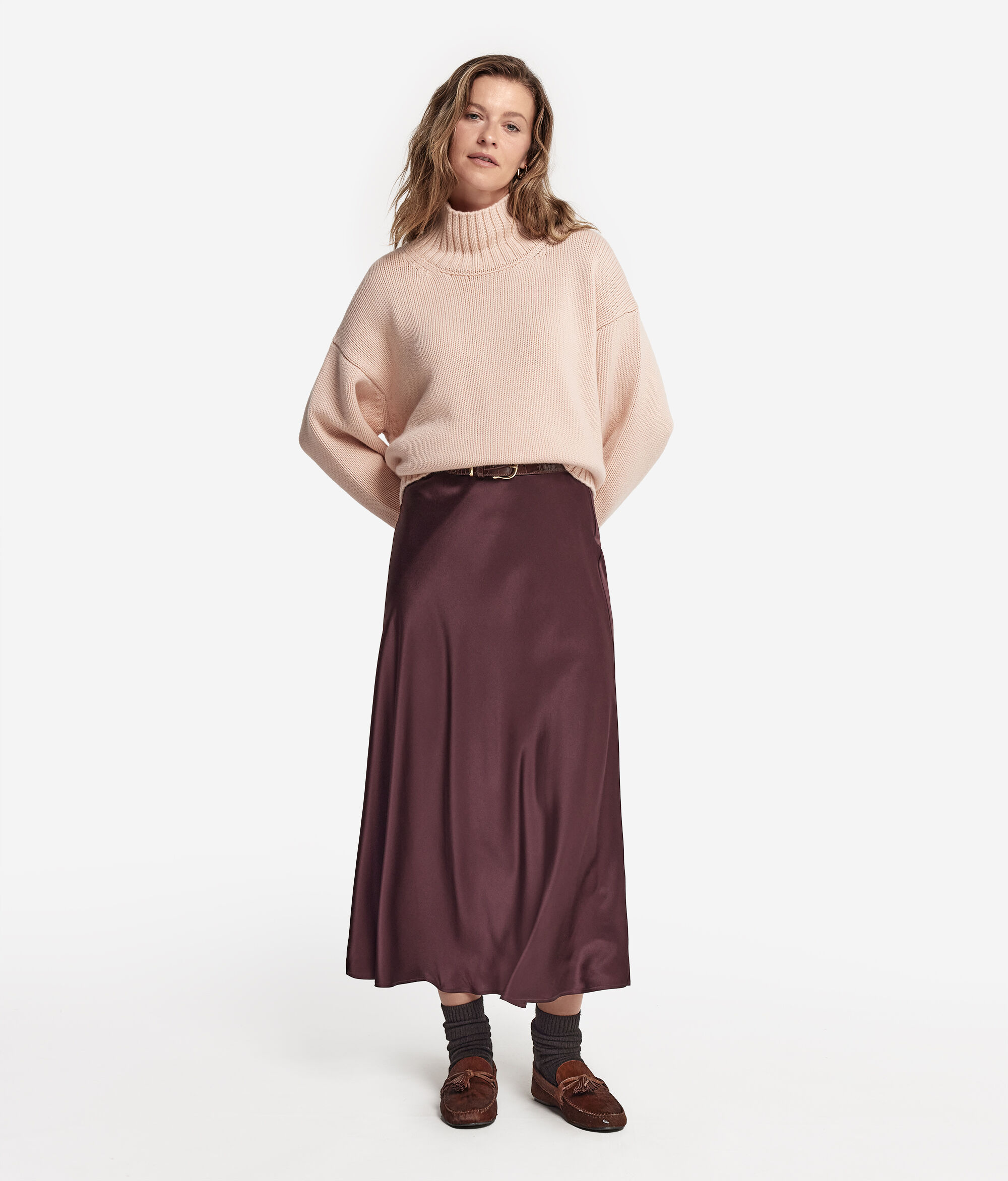 Pull à col cheminée en tricot de cachemire