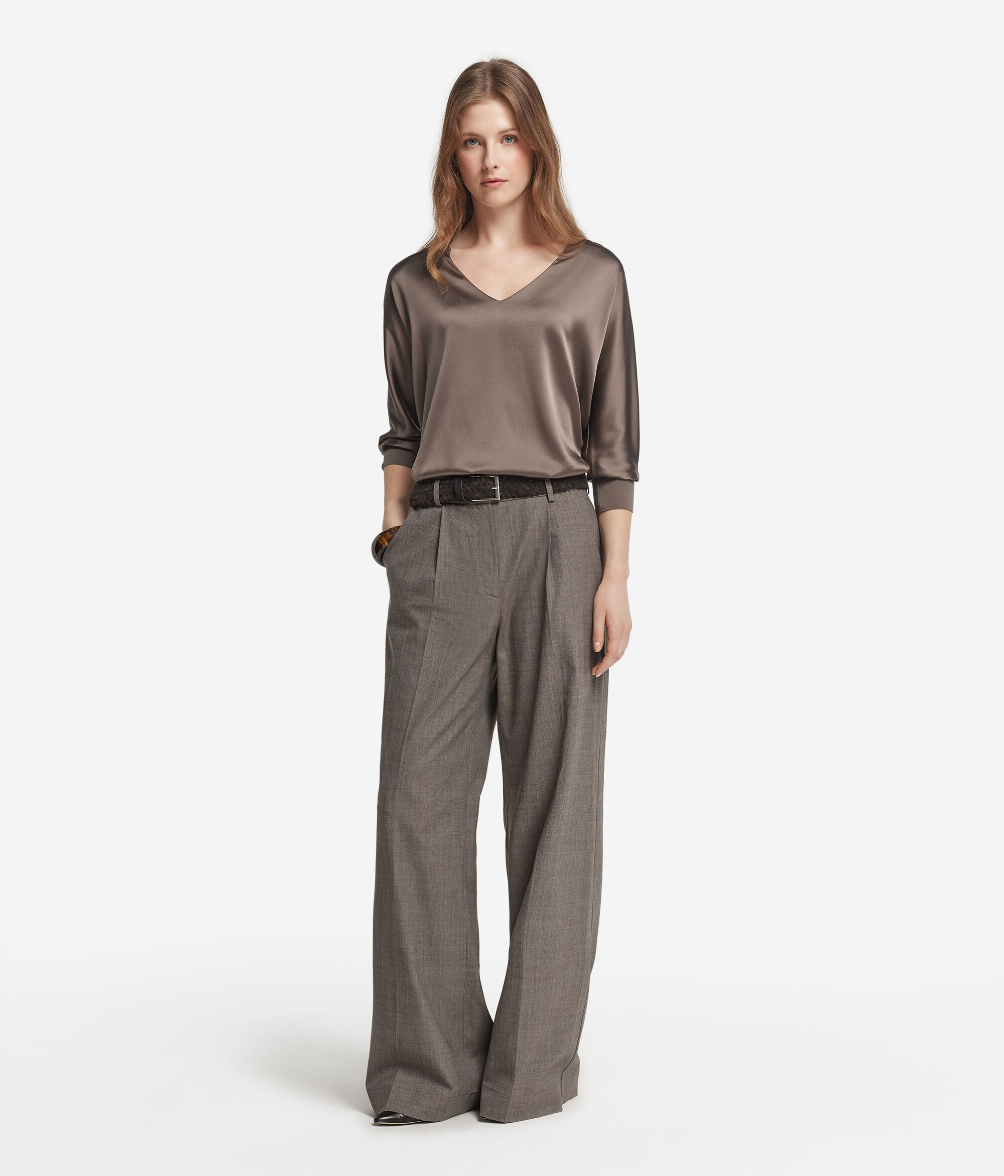 Blusa Scollo a V in Seta