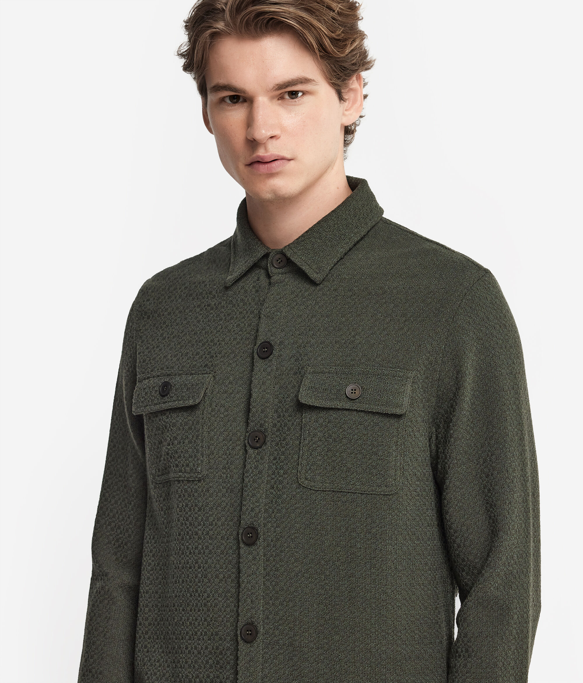Wool Jersey Embossed Shirt Jacket