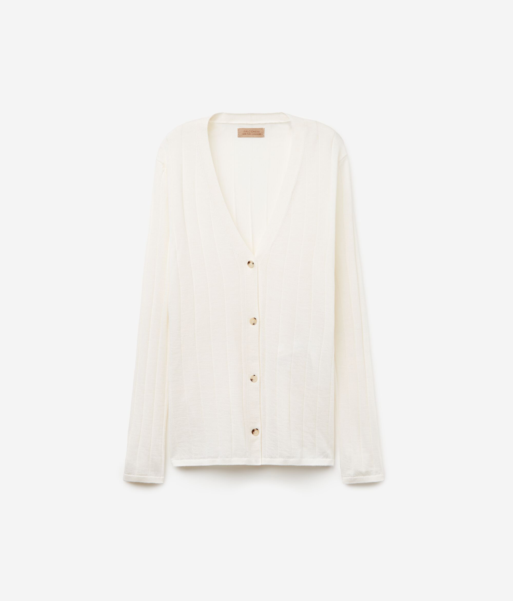 V-neck Wide Rib Ultrafine Cashmere Cardigan