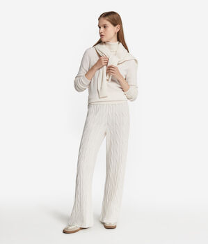 Pantalon avec motif à torsades en cachemire ultra-doux