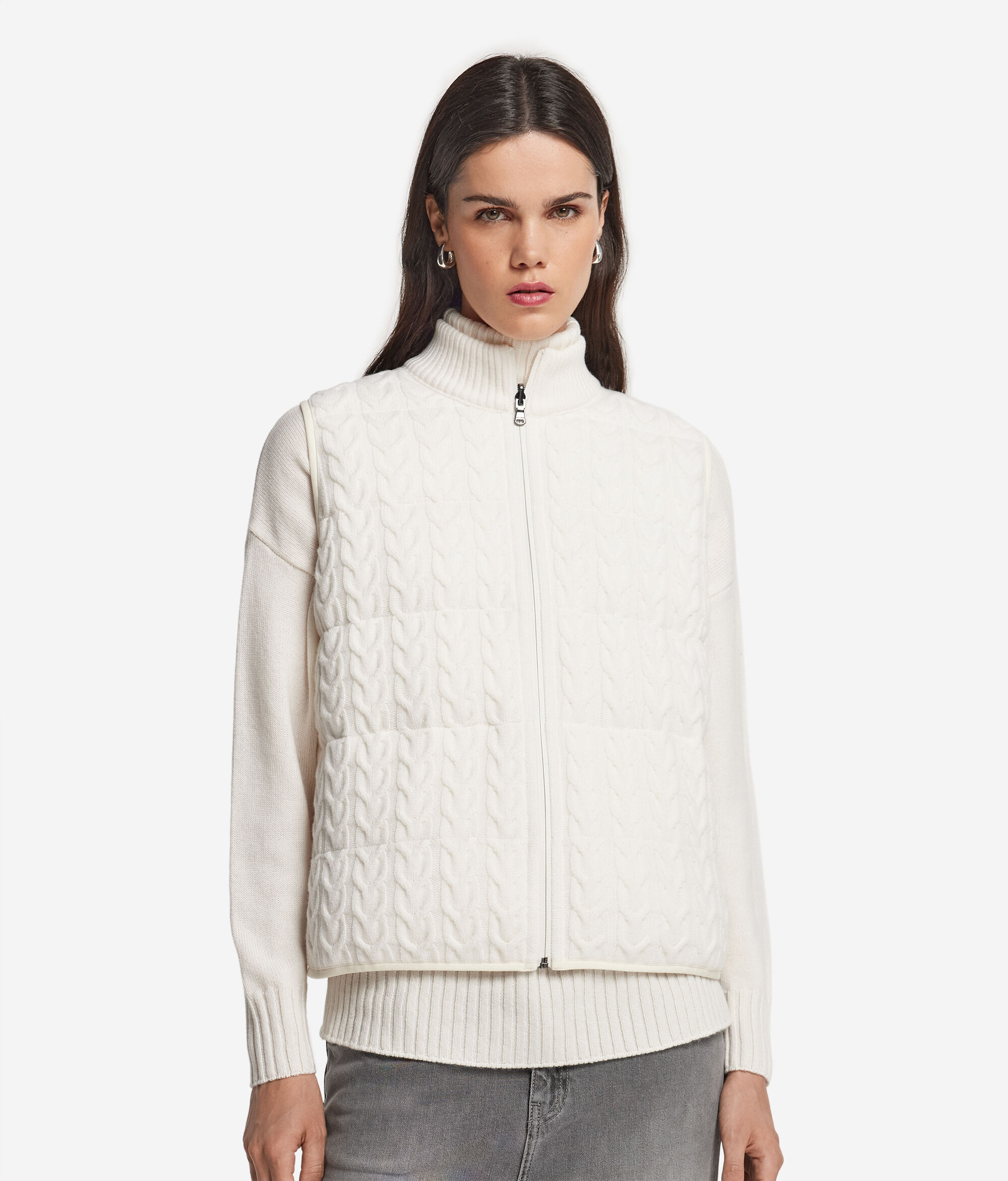 Woven cashmere down vest