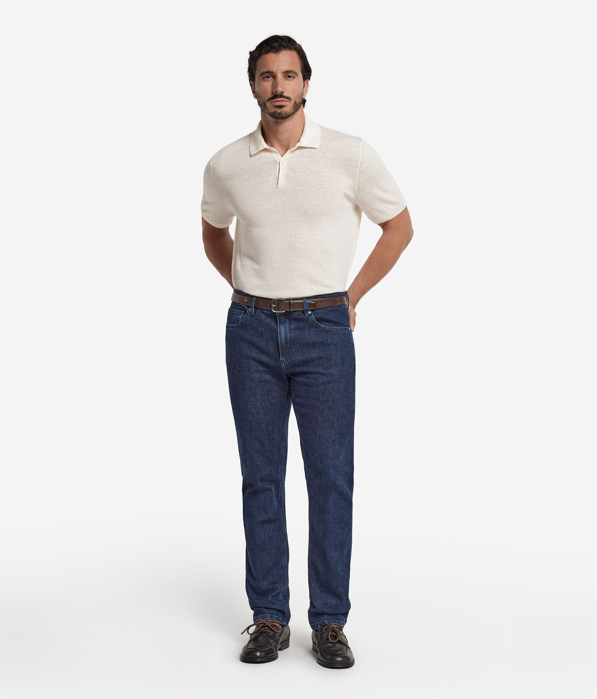 Cotton Linen Short-Sleeved Polo Shirt