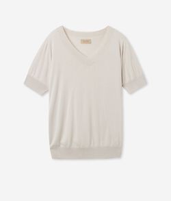 Κοντομάνικη Μπλούζα με Λαιμόκοψη V από Silk Cotton