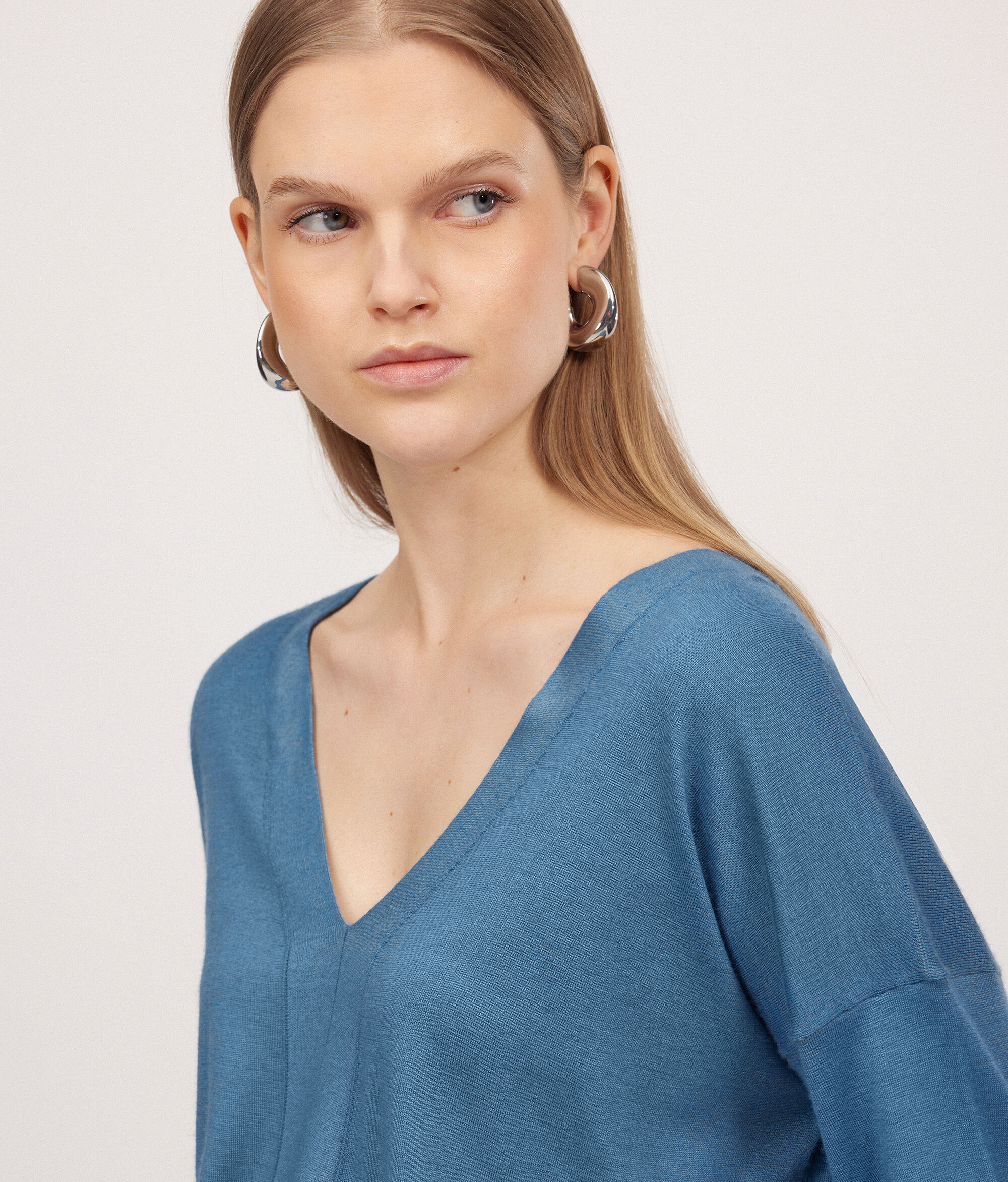 Pull femme col en V en cachemire ultra-fin