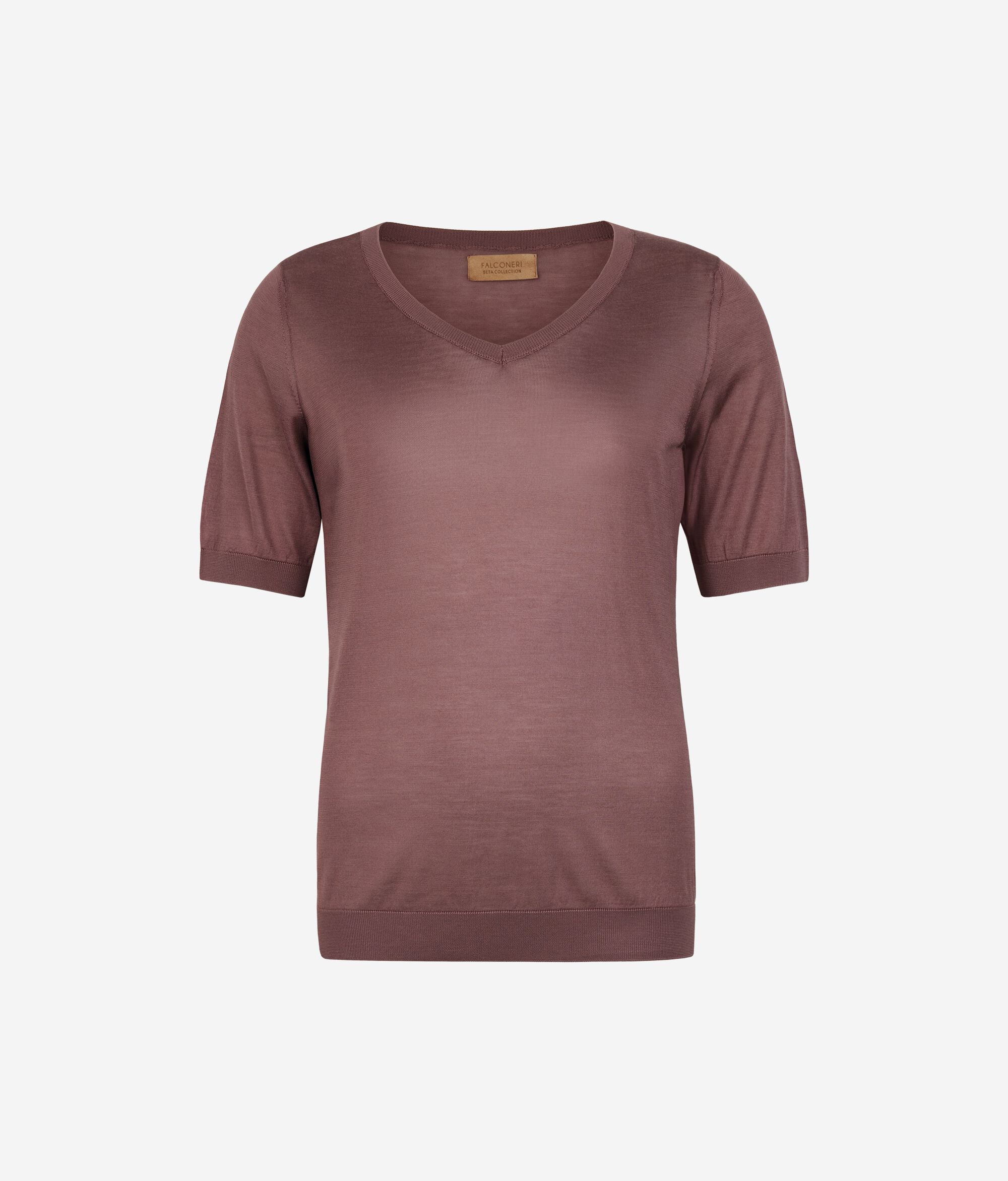 T-shirt con scollo a V in seta