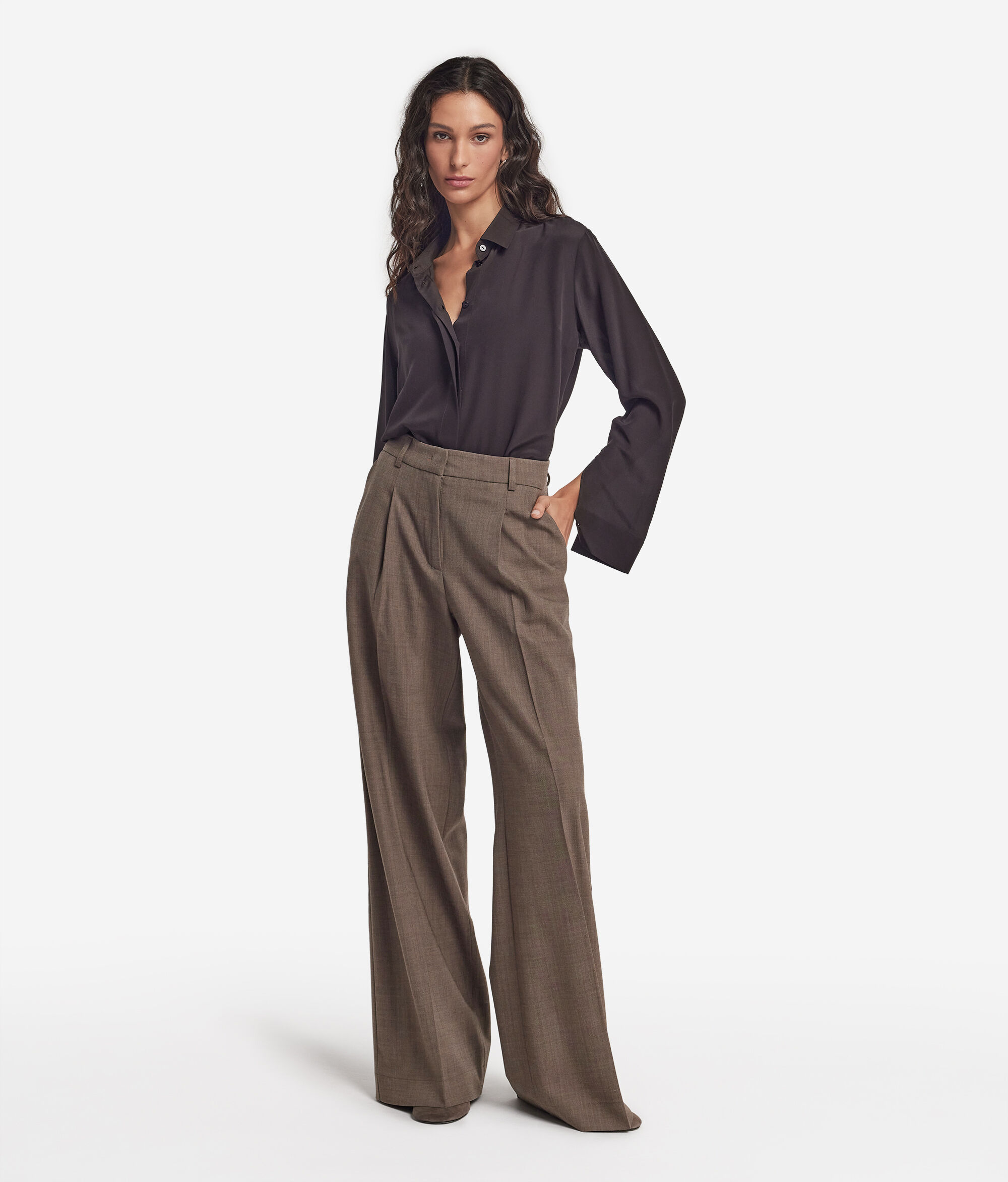 Pantalon large en laine