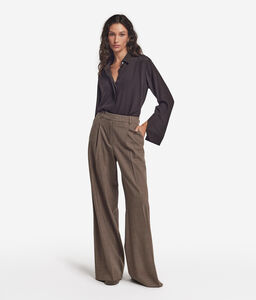 Pantalone palazzo in lana - BROWN - DPL471I_color_9279